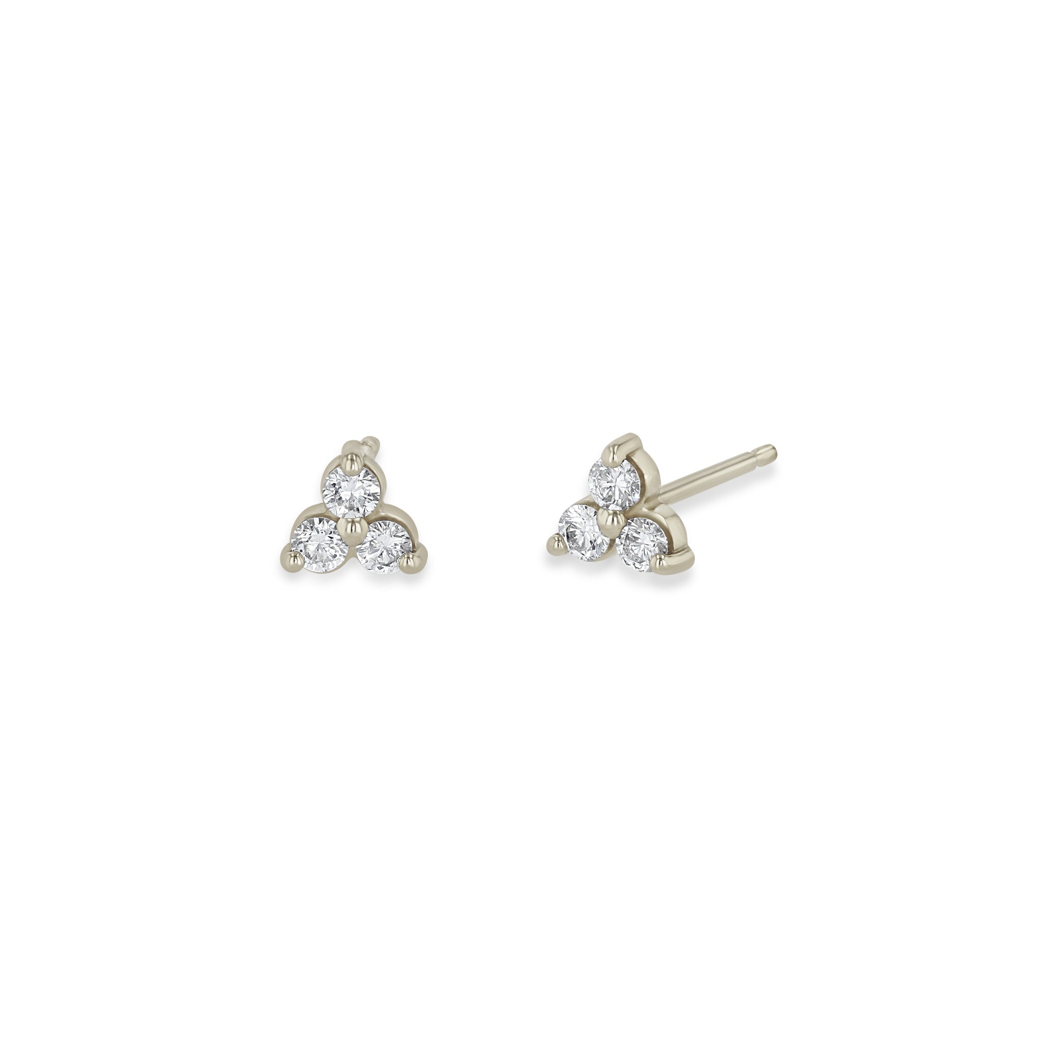 Zoë Chicco 14k Gold 2mm Prong Diamond Trio Stud Earrings