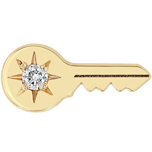 Zoë Chicco 14k Yellow Gold Itty Bitty Star Set Diamond Key