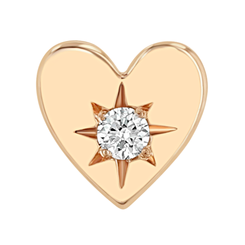 Zoë Chicco 14k Rose Gold Itty Bitty Star Set Diamond Heart