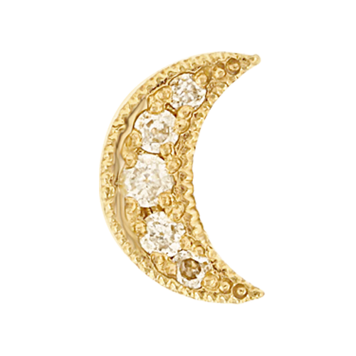 Itty Bitty Yellow Gold Pavé Diamond Moon