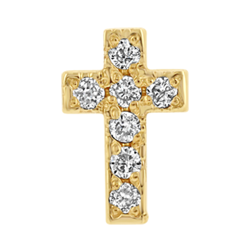 14k Yellow Gold Itty Bitty Pavé Diamond Cross