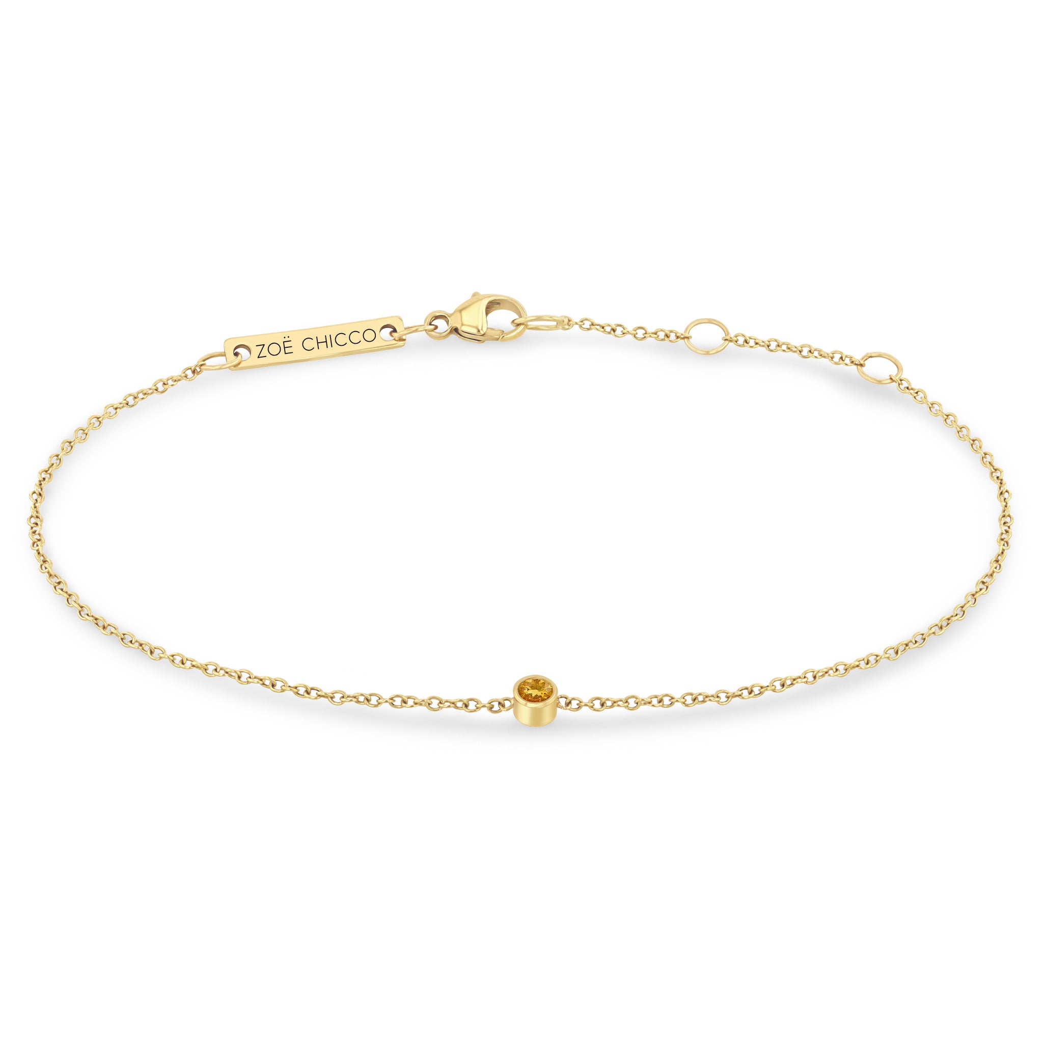 Zoë Chicco 14k Gold Single Citrine Bezel Bracelet | November Birthstone