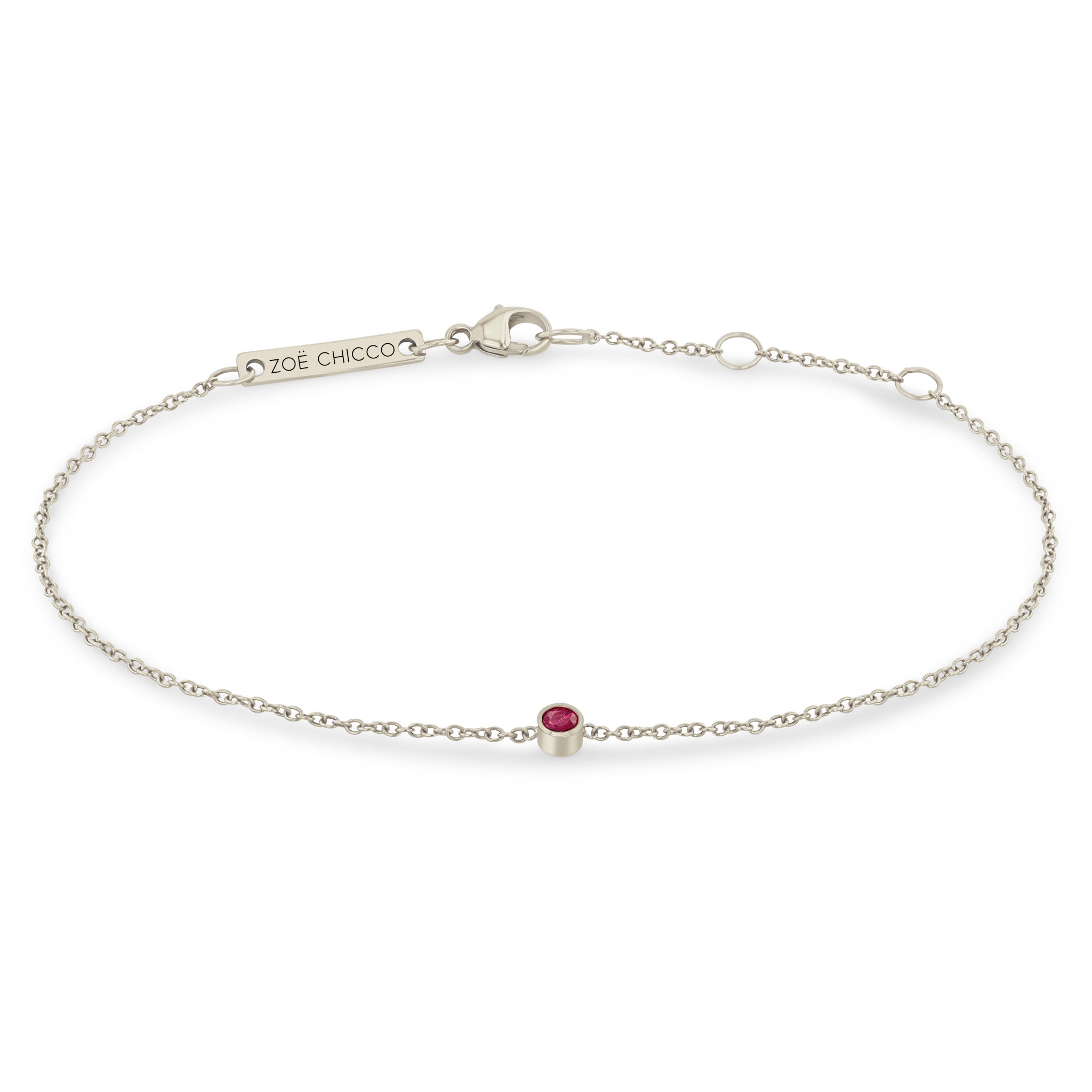 Zoe Chicco 14k Gold Single Ruby Bezel Chain Bracelet | July Birthstone