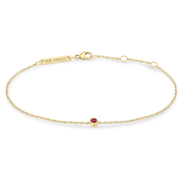 Zoe Chicco 14k Gold Single Ruby Bezel Chain Bracelet | July Birthstone