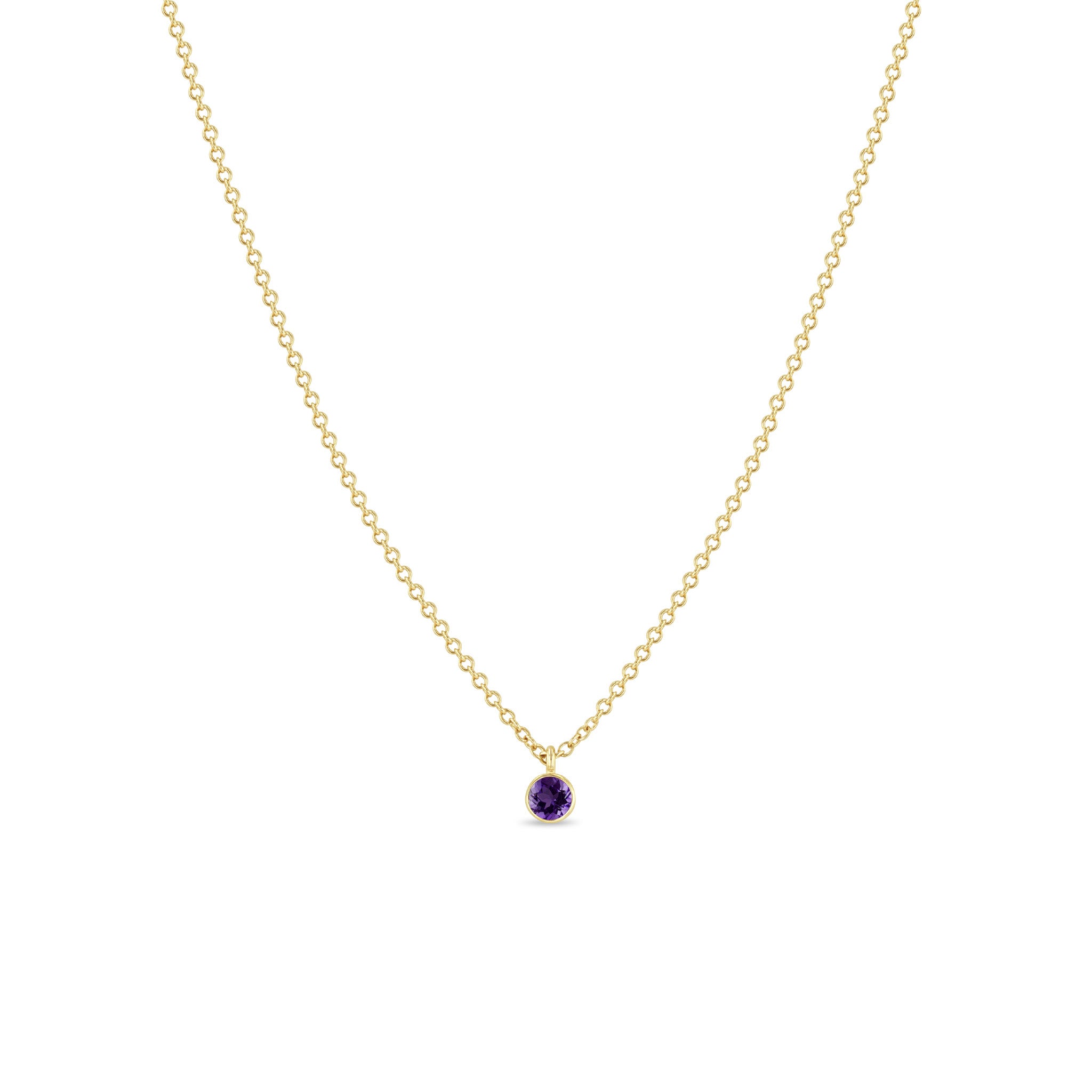 Zoë Chicco 14k Gold Single Amethyst Pendant Necklace | February Birthstone