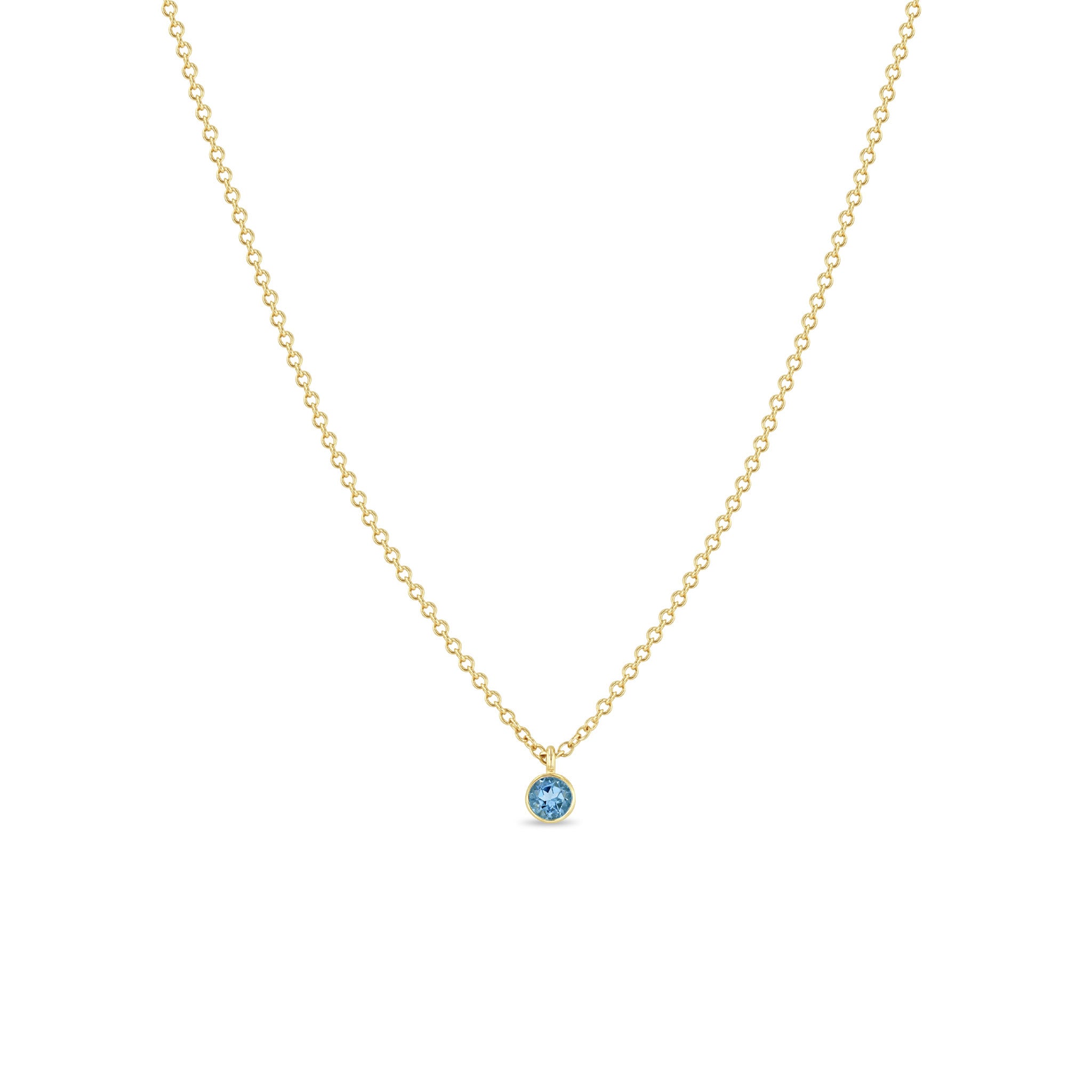 Zoë Chicco 14k Gold Single Aquamarine Pendant Necklace | March Birthstone