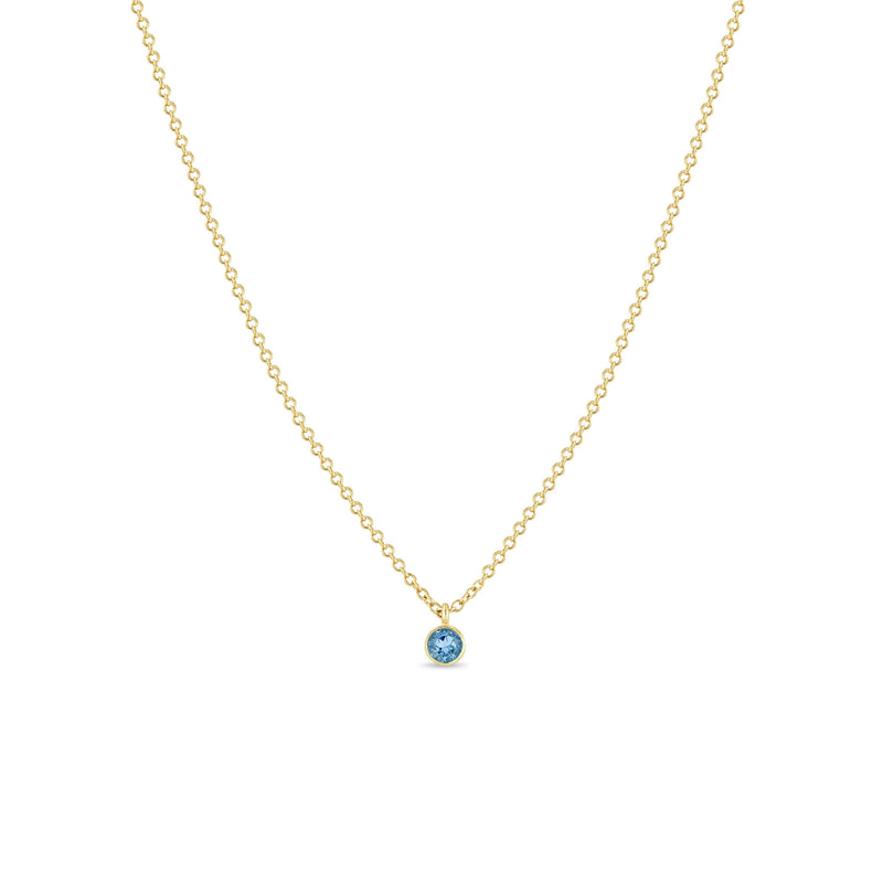 Zoë Chicco 14k Gold Single Aquamarine Pendant Necklace | March Birthstone