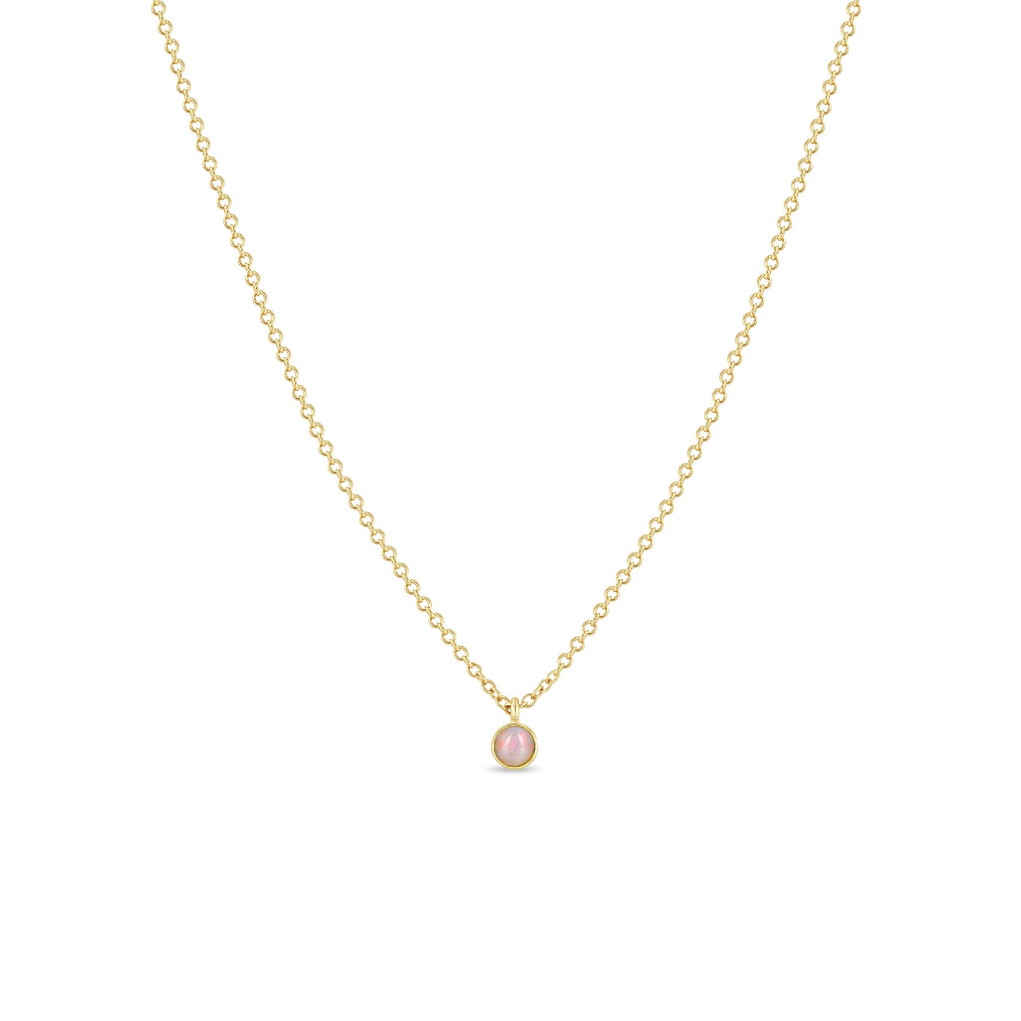 Zoë Chicco 14k Gold Opal Bezel Pendant Necklace | October Birthstone
