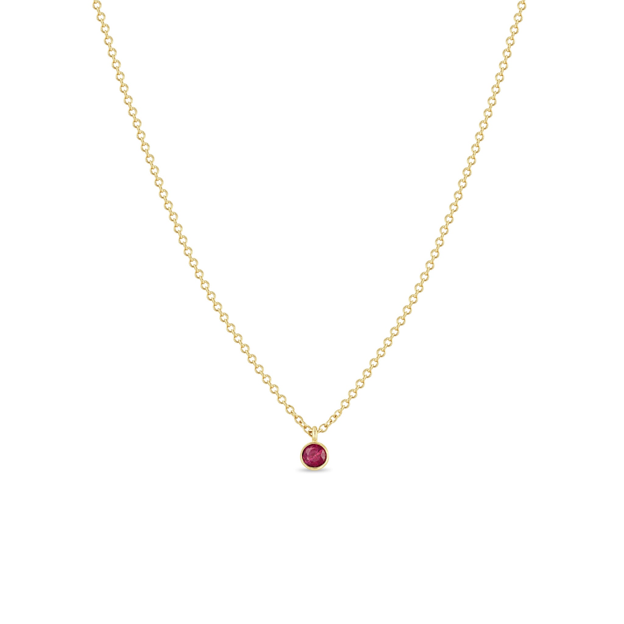 Zoë Chicco 14k Gold Ruby Bezel Pendant Necklace | July Birthstone