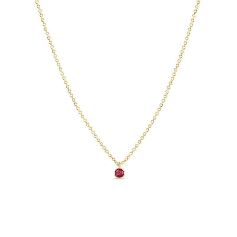 Zoë Chicco 14k Gold Ruby Bezel Pendant Necklace | July Birthstone