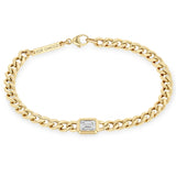 Zoë Chicco 14k Gold Medium Curb Chain Large Emerald Cut Diamond Bracelet