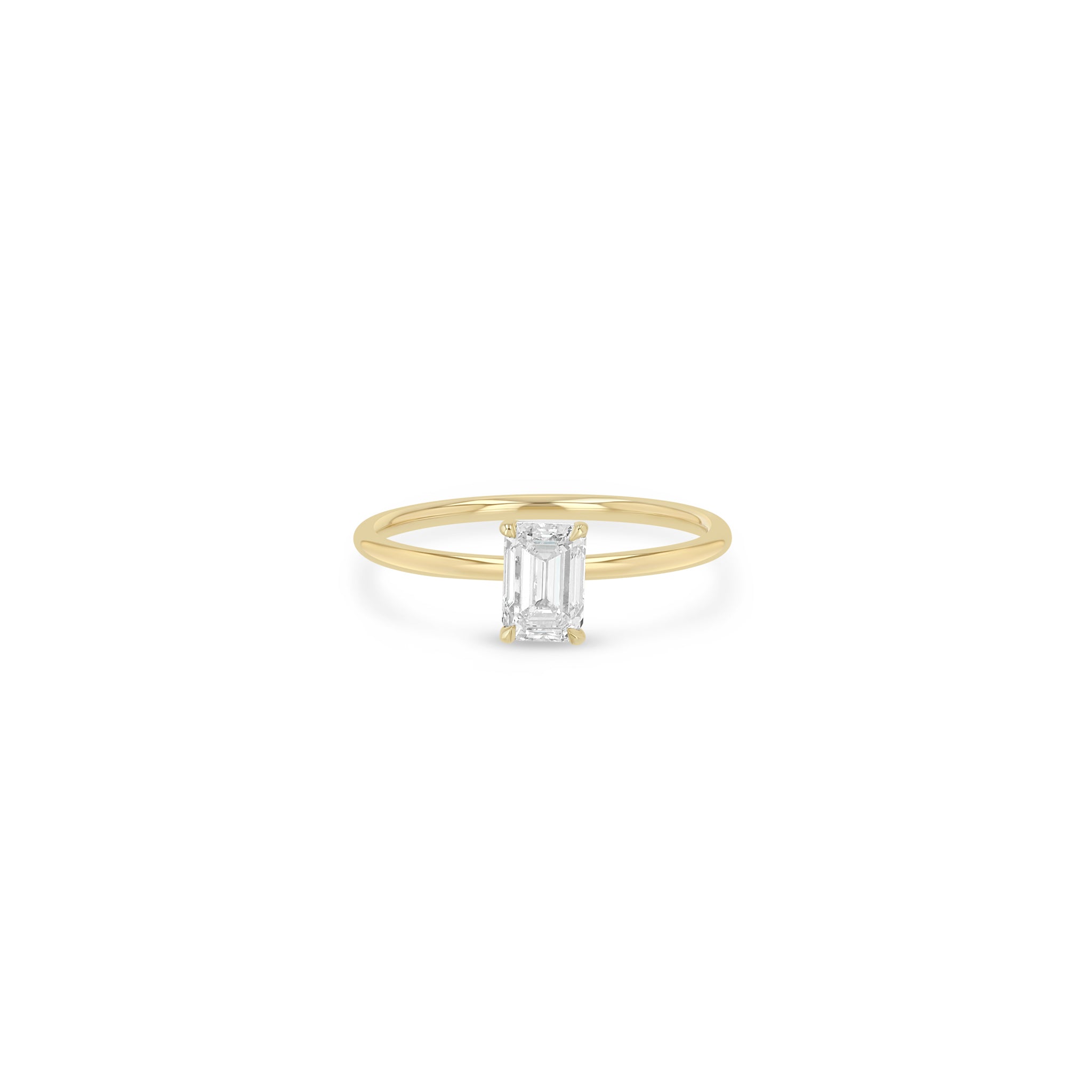 Zoe Chicco 14k Gold Vertical Prong Set Emerald Cut Diamond Band Ring on a white background