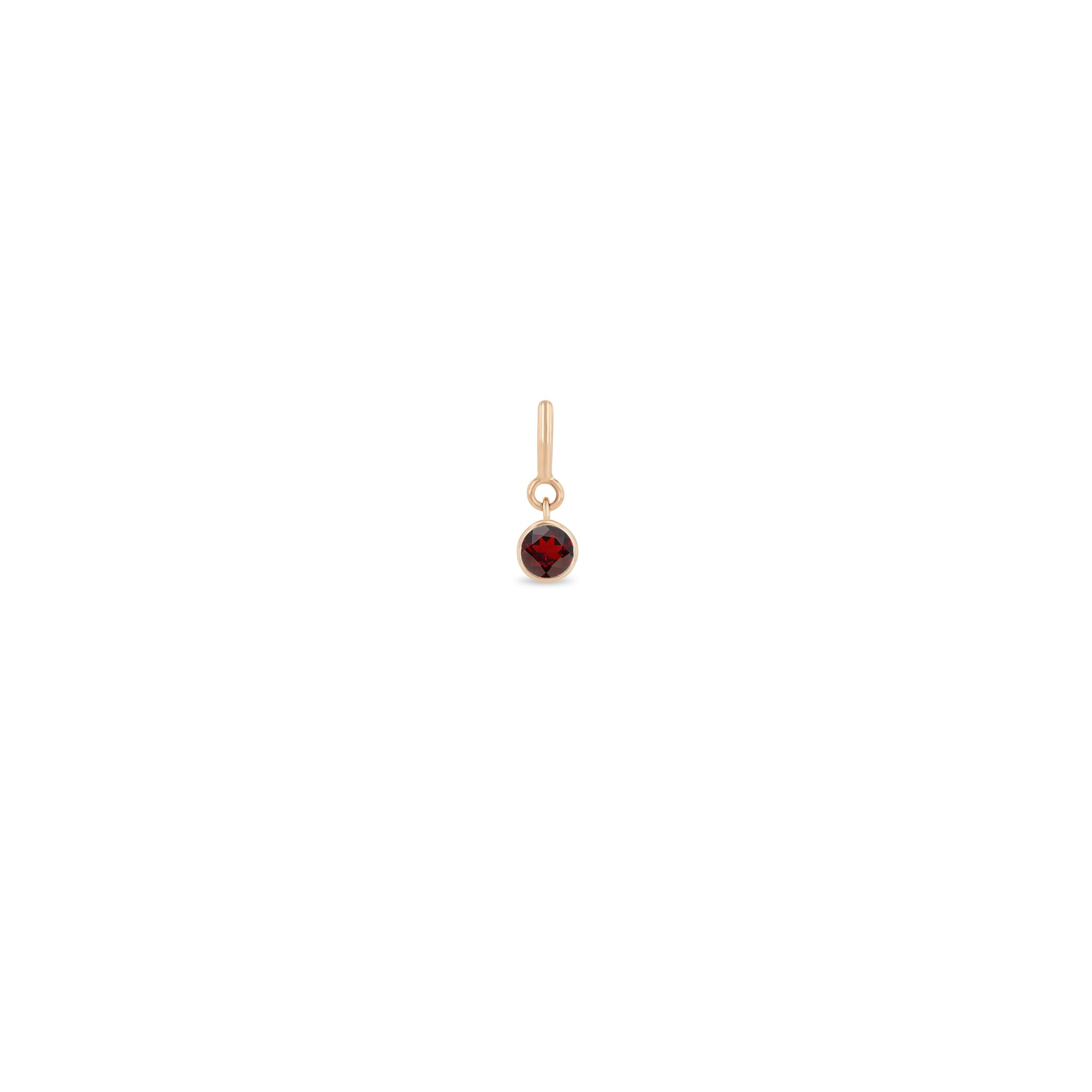 Zoë Chicco 14k Gold Garnet Spring ring Charm Pendant | January Birthstone