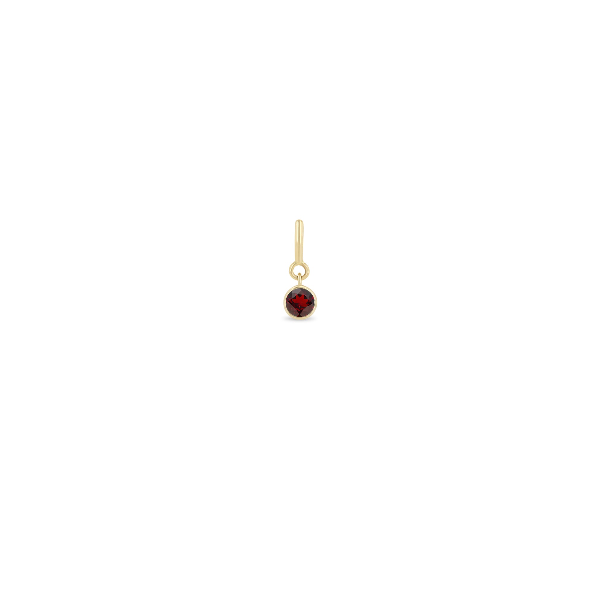 Zoë Chicco 14k Gold Garnet Spring ring Charm Pendant | January Birthstone