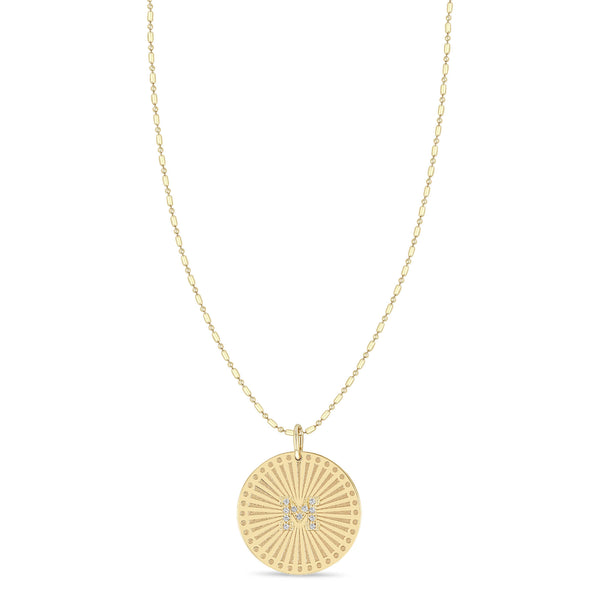 Zoë Chicco 14k Gold Pavé Diamond Initial Letter Medium Sunbeam Medallion Necklace