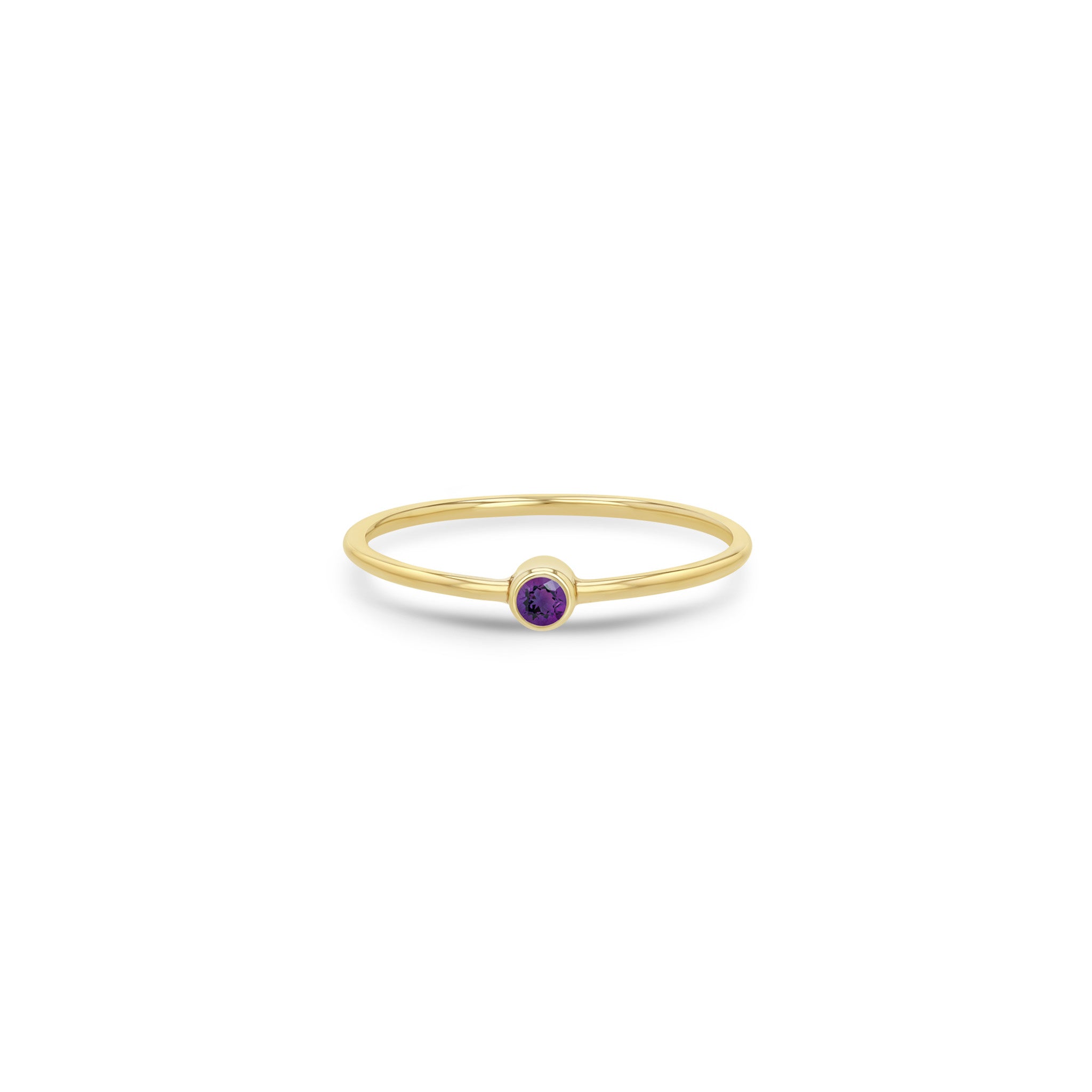 Zoë Chicco 14k Gold Amethyst Bezel Ring | February Birthstone