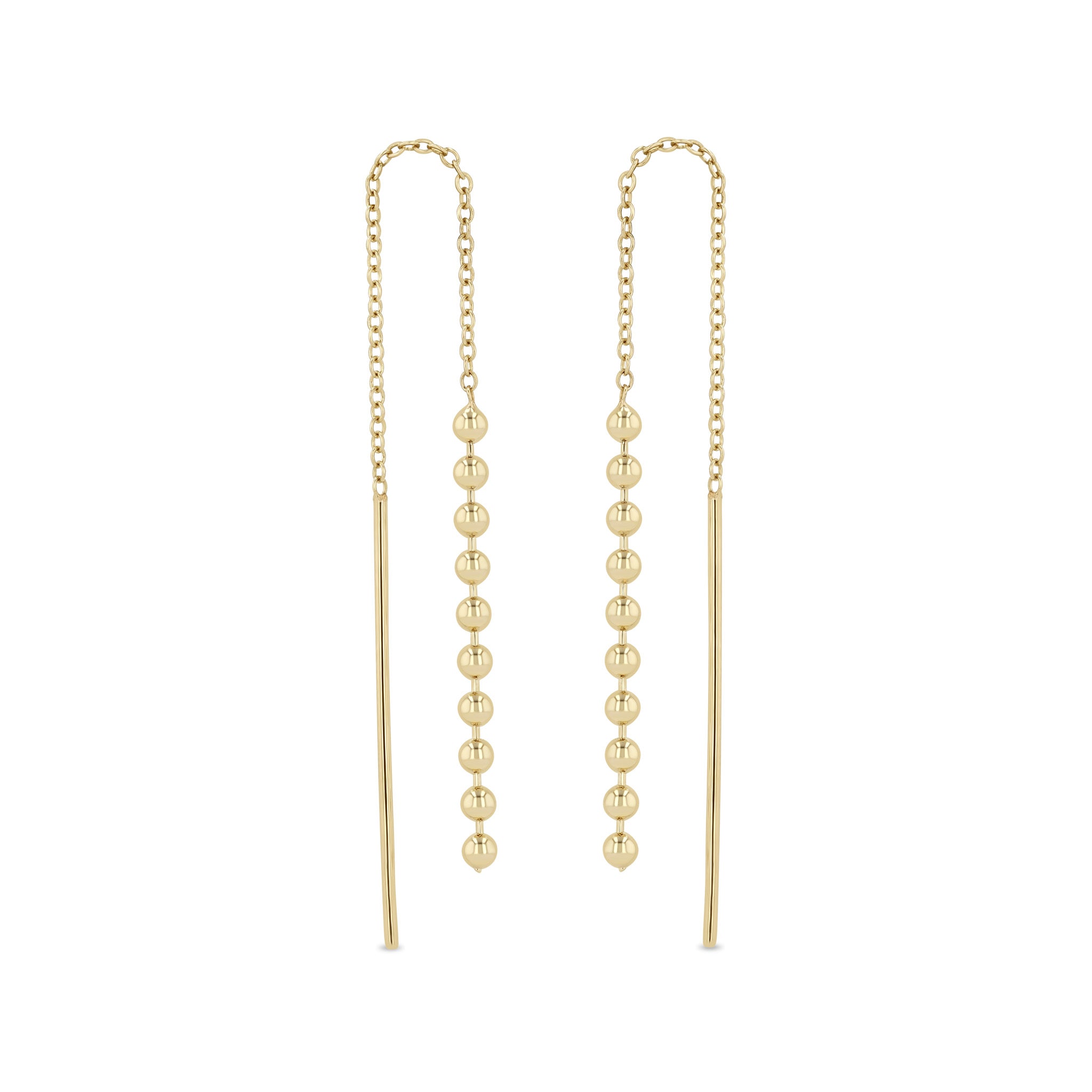 Zoe Chicco 14k Gold Bead Chain Threaders on a white background