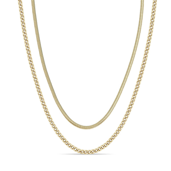 Zoë Chicco 14k Gold Small Curb & Snake Chain Layered Necklace