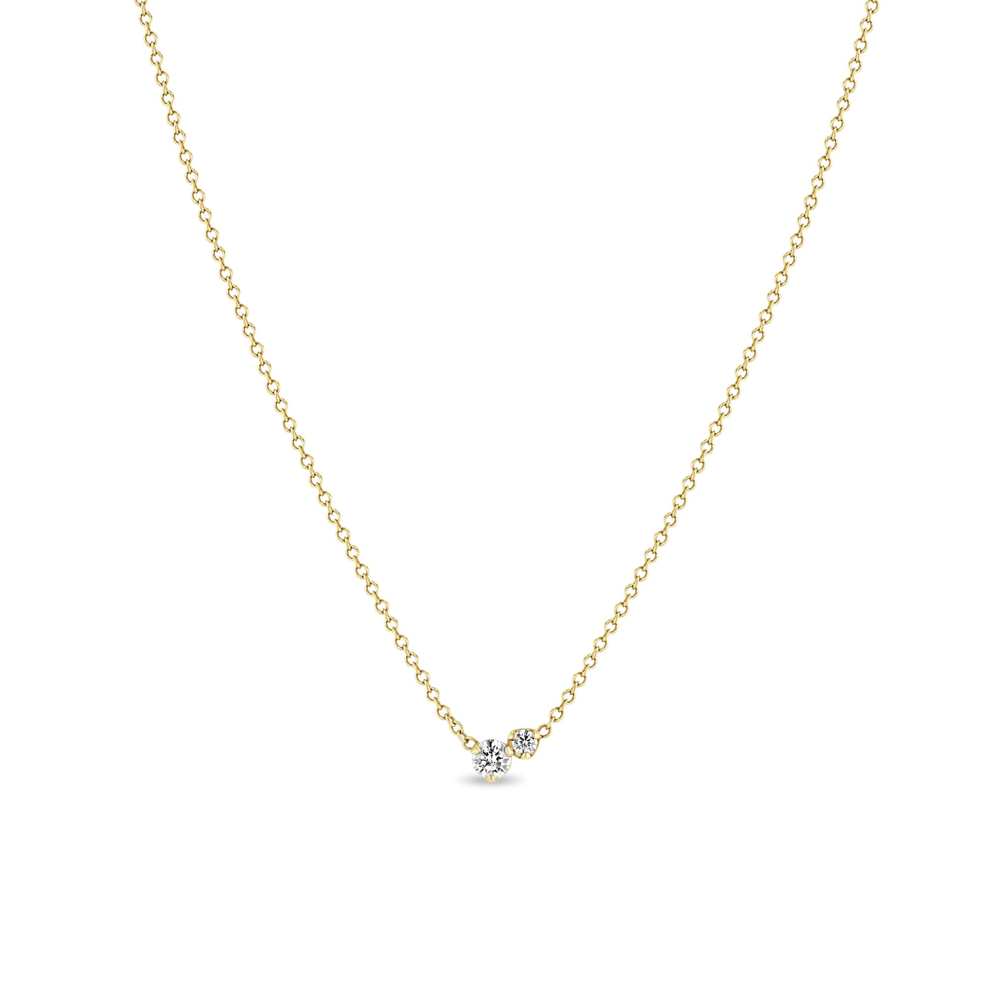Zoë Chicco 14k Yellow Gold Large 2 Mixed Prong Diamond Necklace