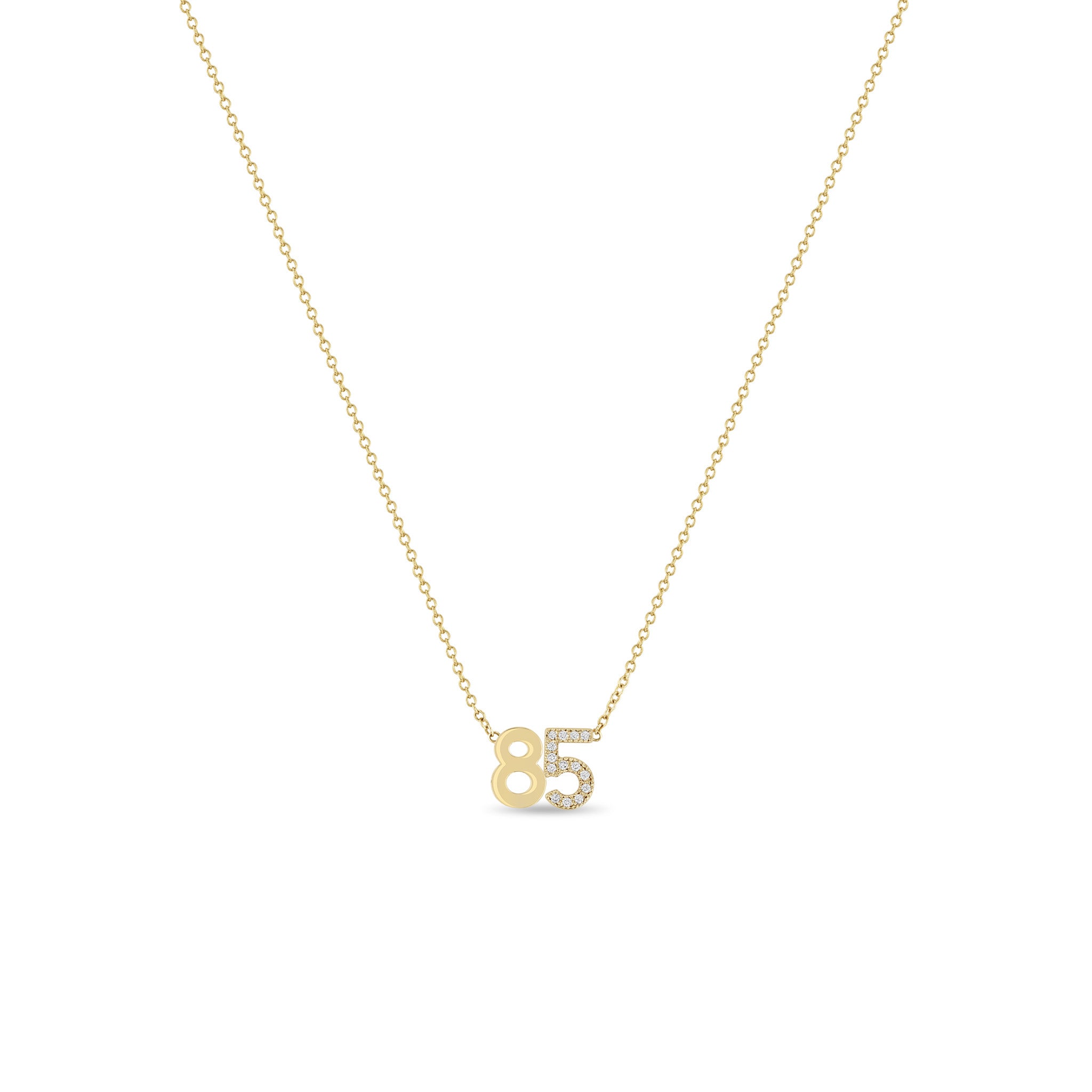 Zoë Chicco 14k Gold Number "85" Necklace with 1 Pavé Diamond Digit
