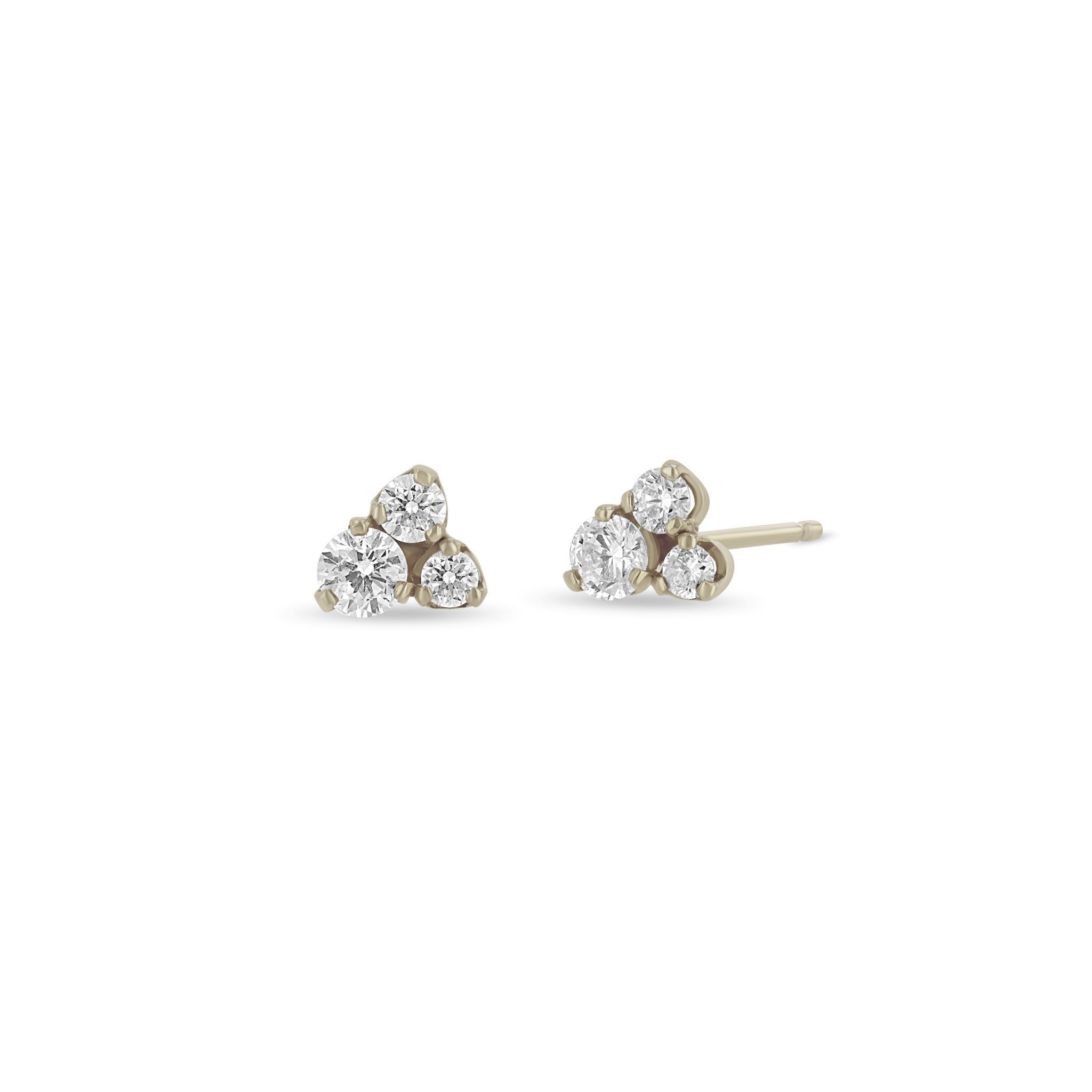 Zoë Chicco 14k Gold 3 Large Mixed Diamond Prong Earrings