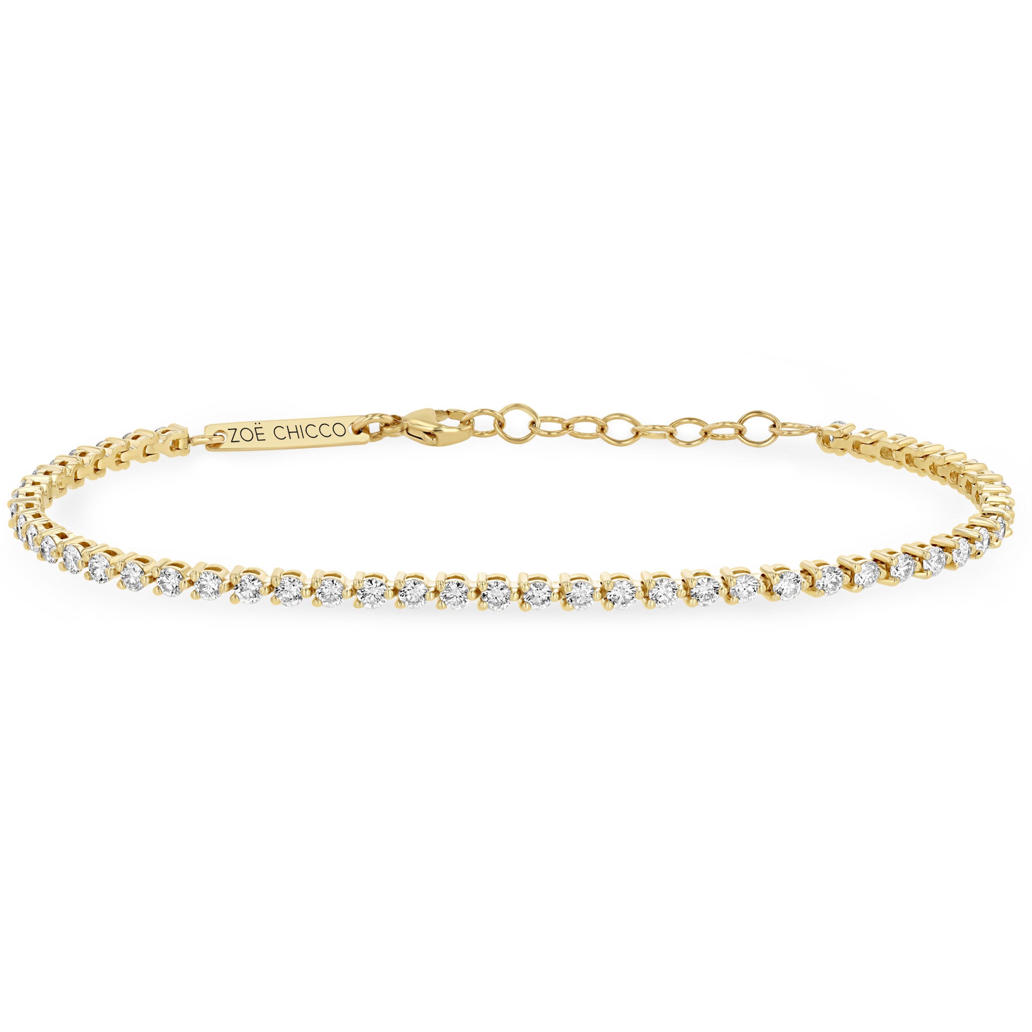 Zoë Chicco 14k Gold 3 Prong 2mm Diamond Tennis Bracelet