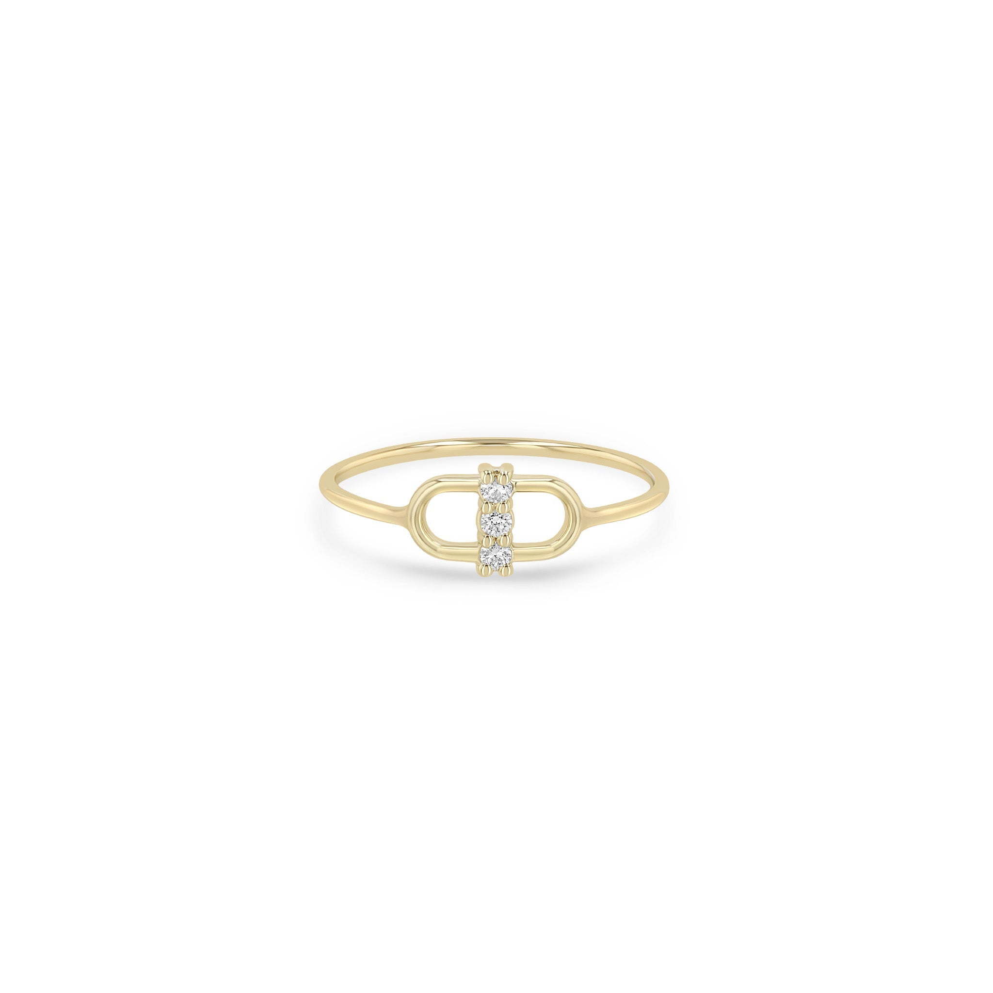 Zoe Chicco 14k gold link ring with diamonds on a white background