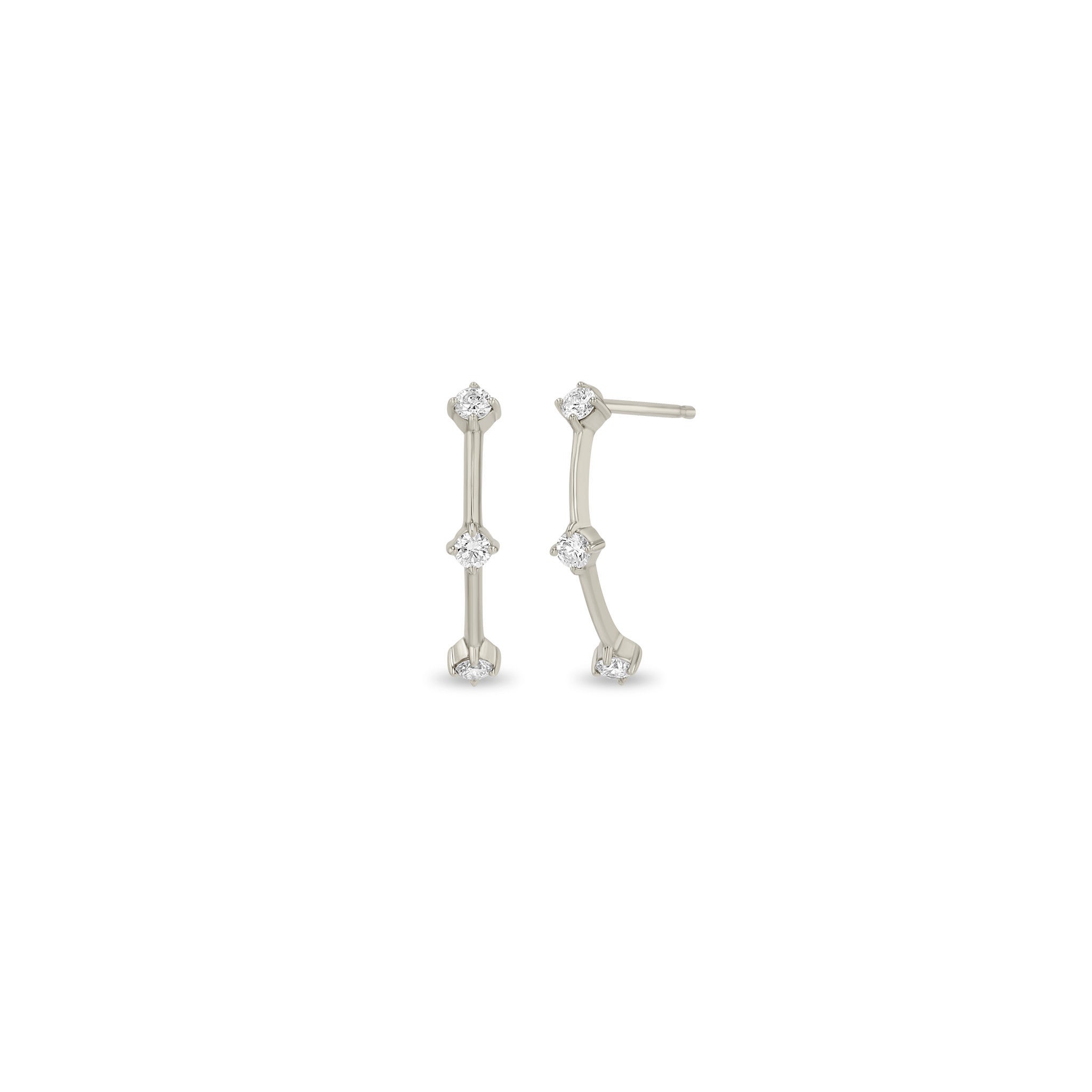 Zoe Chicco 14k white gold diamond stud earrings on a white background
