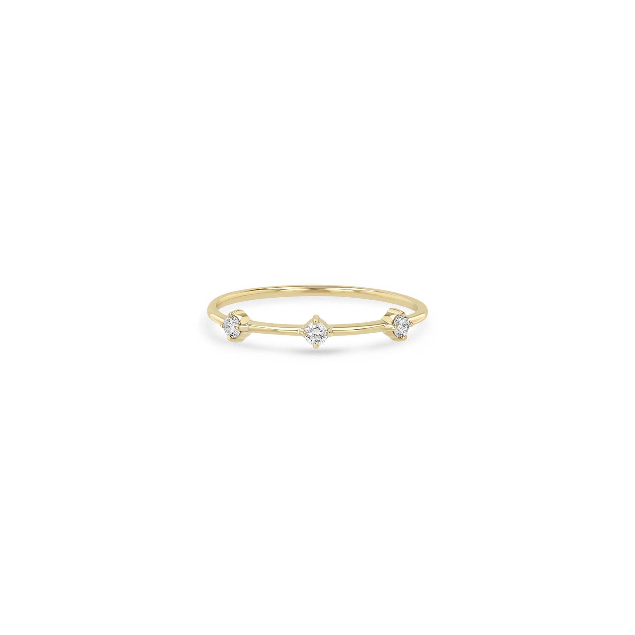 Zoe Chicco 14k gold thin ring with 3 small diamonds on a white background