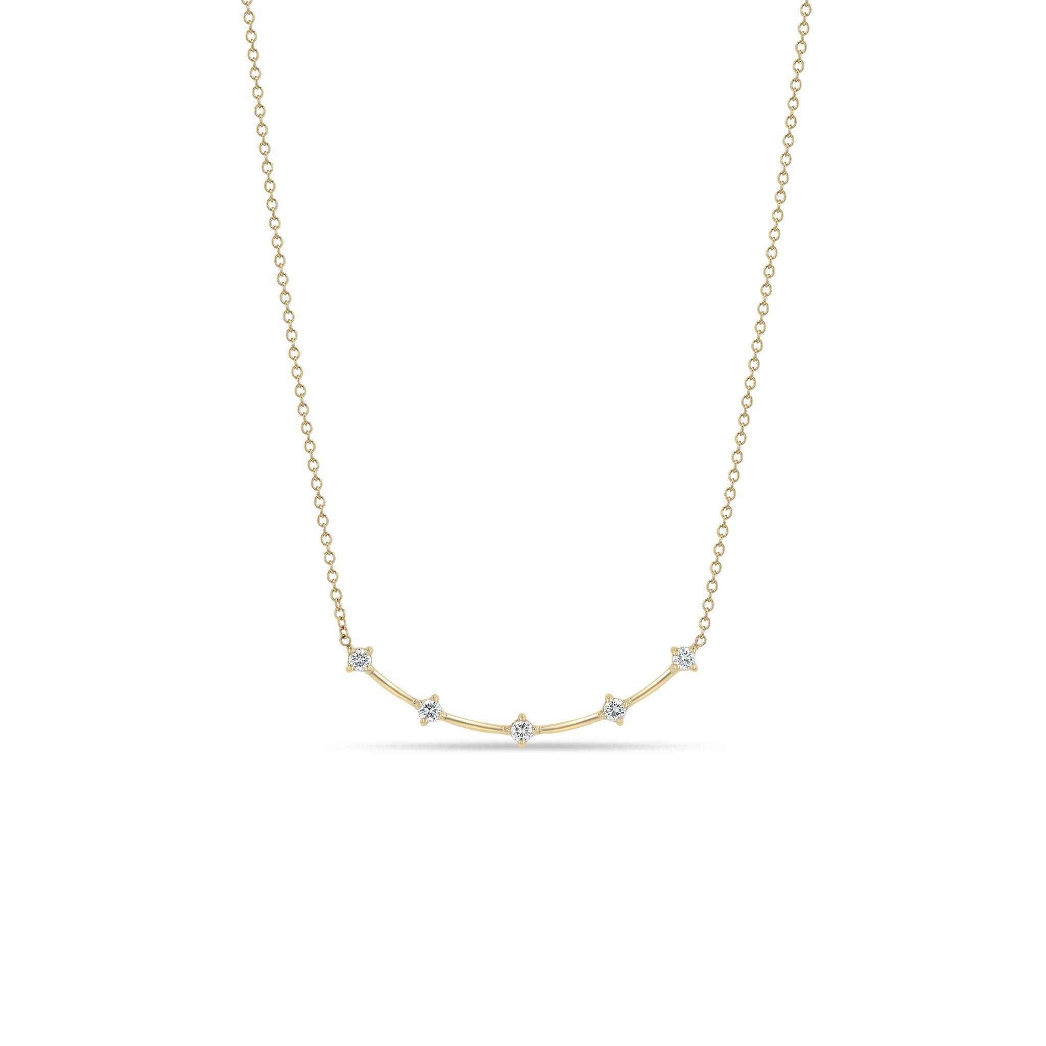 Zoe Chicco 14k gold prong diamond chain necklace on a white backgrond