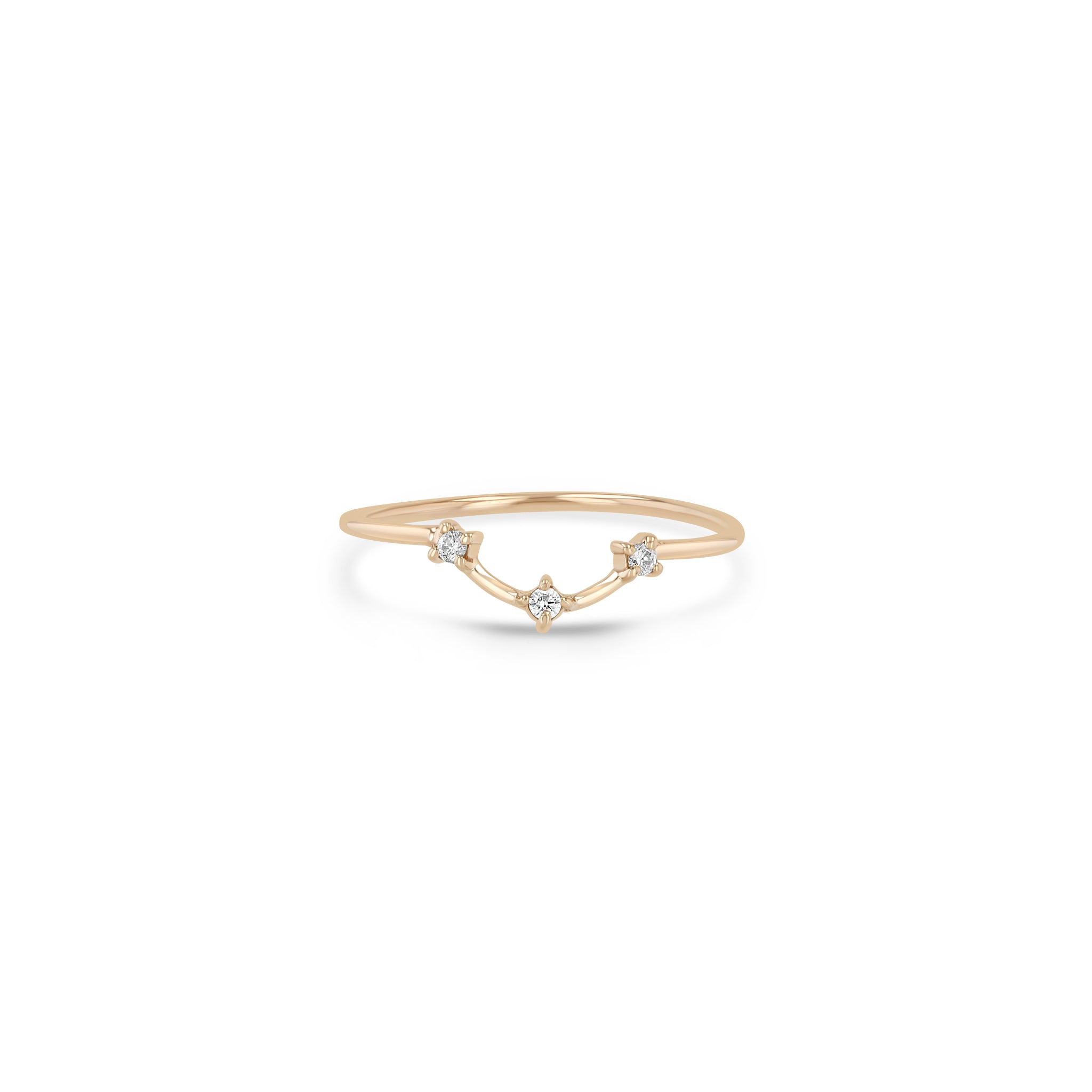 Zoe Chicco 14k Rose Gold Prong Diamond Dash Curved Band Ring on a white background
