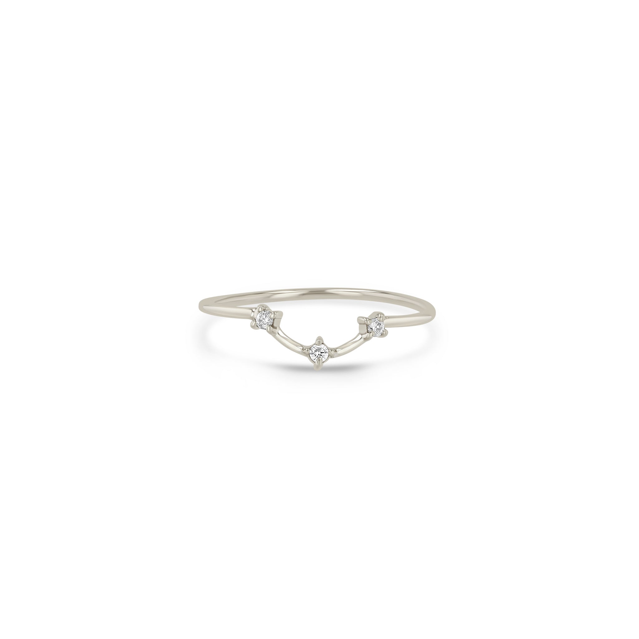 Zoe Chicco 14k White Gold Prong Diamond Dash Curved Band Ring on a white background