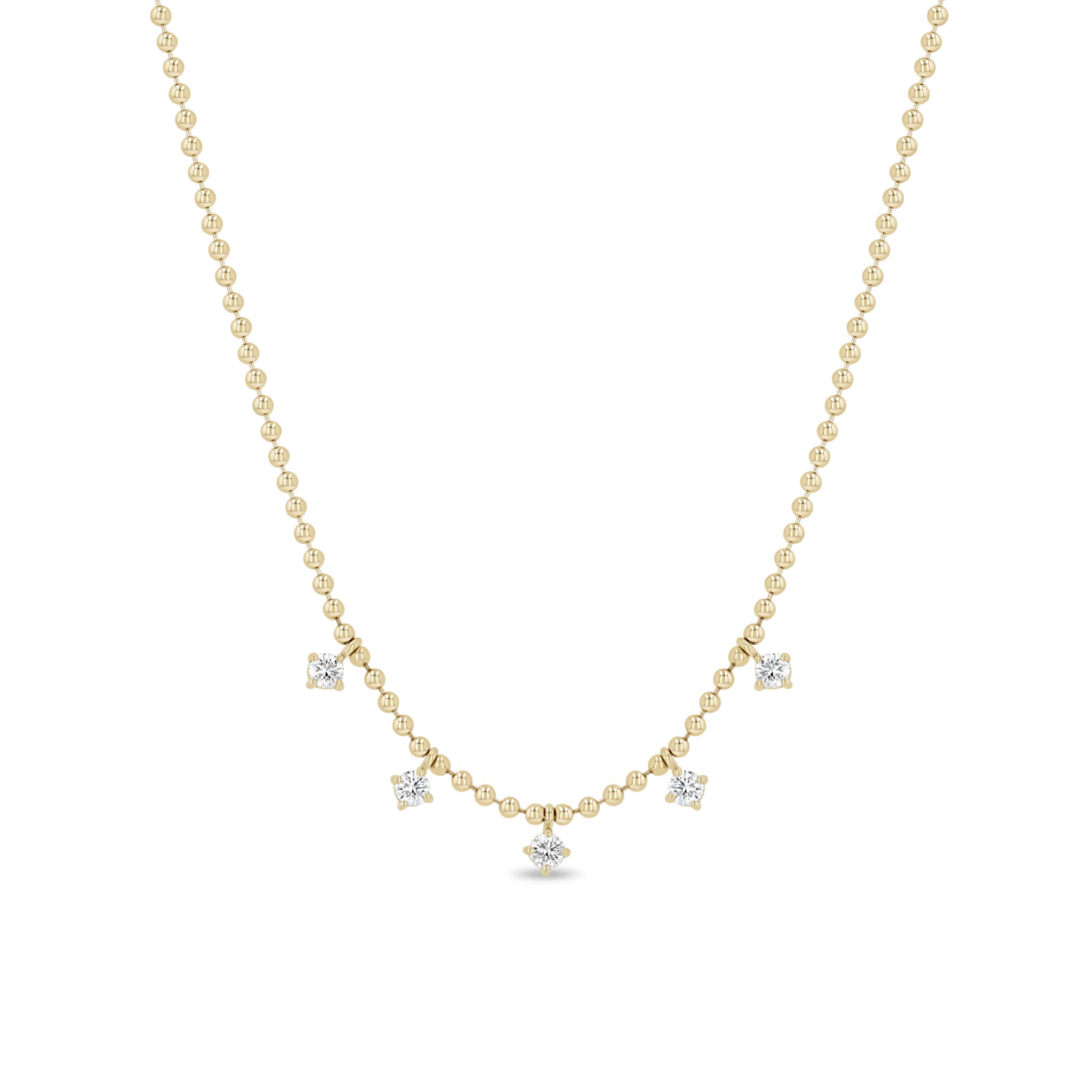 Zoë Chicco 14k Gold 5 Dangling Diamond Bead Chain Necklace