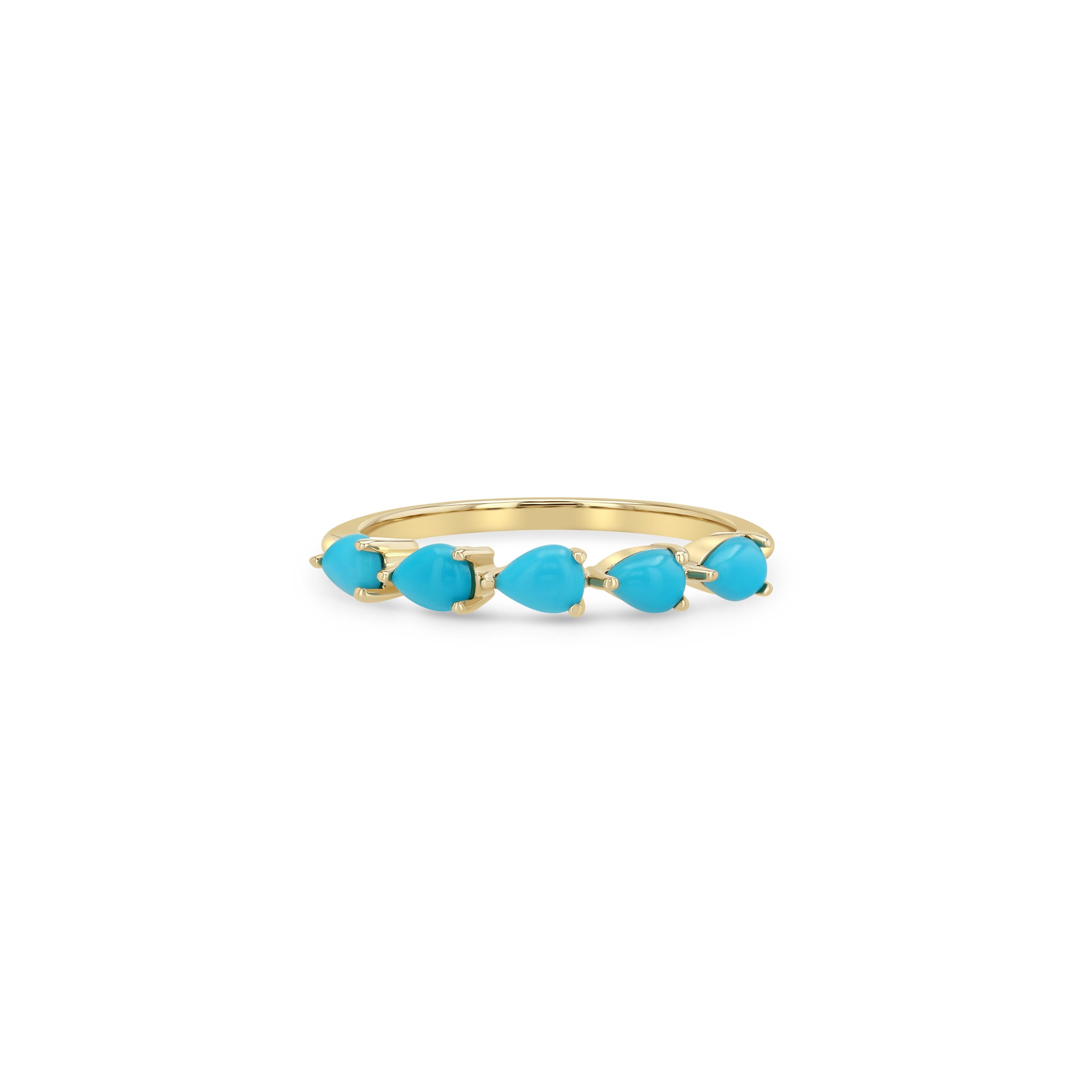 Zoe Chicco 14k gold ring with pear-shaped turquoise gemstones on a white background