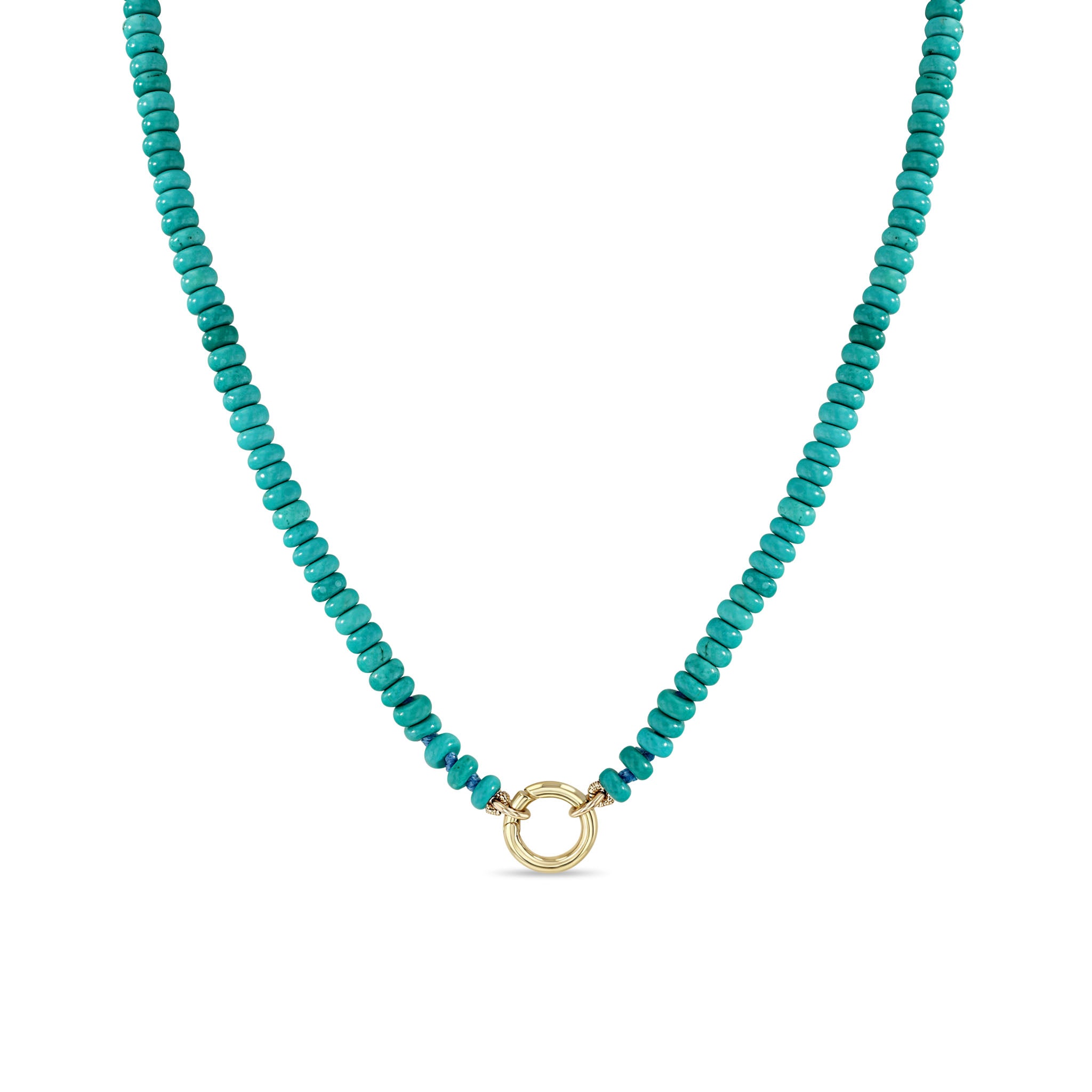Zoë Chicco 14k Gold Turquoise Rondelle Bead Round Enhancer Necklace