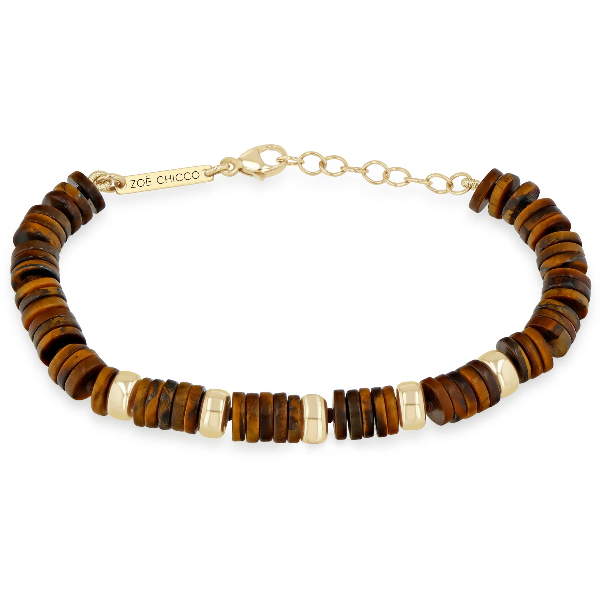 Zoe Chicco 14k Gold & Tiger Eye Heishi Bead Bracelet