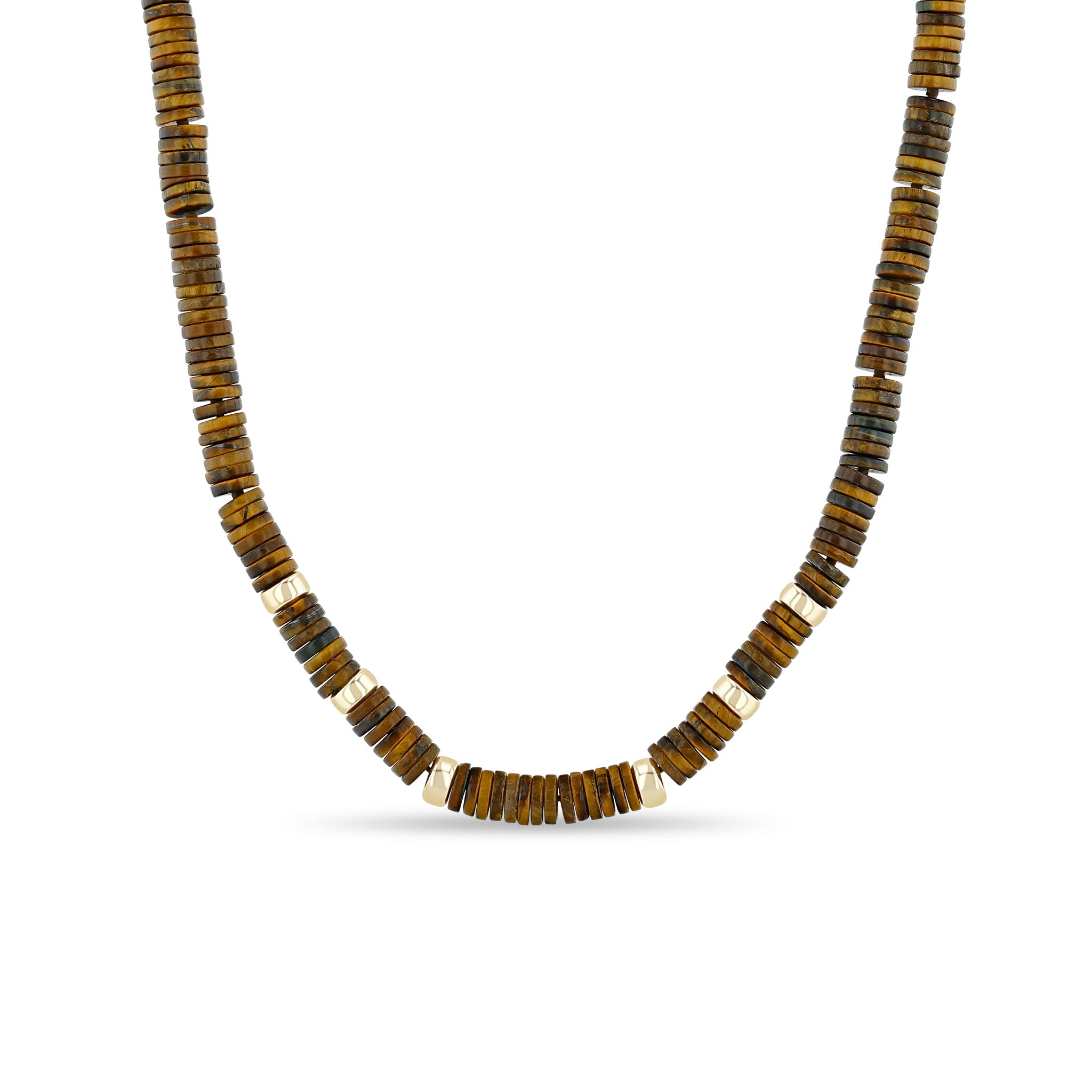 Zoe Chicco 14k Gold & Tiger Eye Heishi Bead Necklace