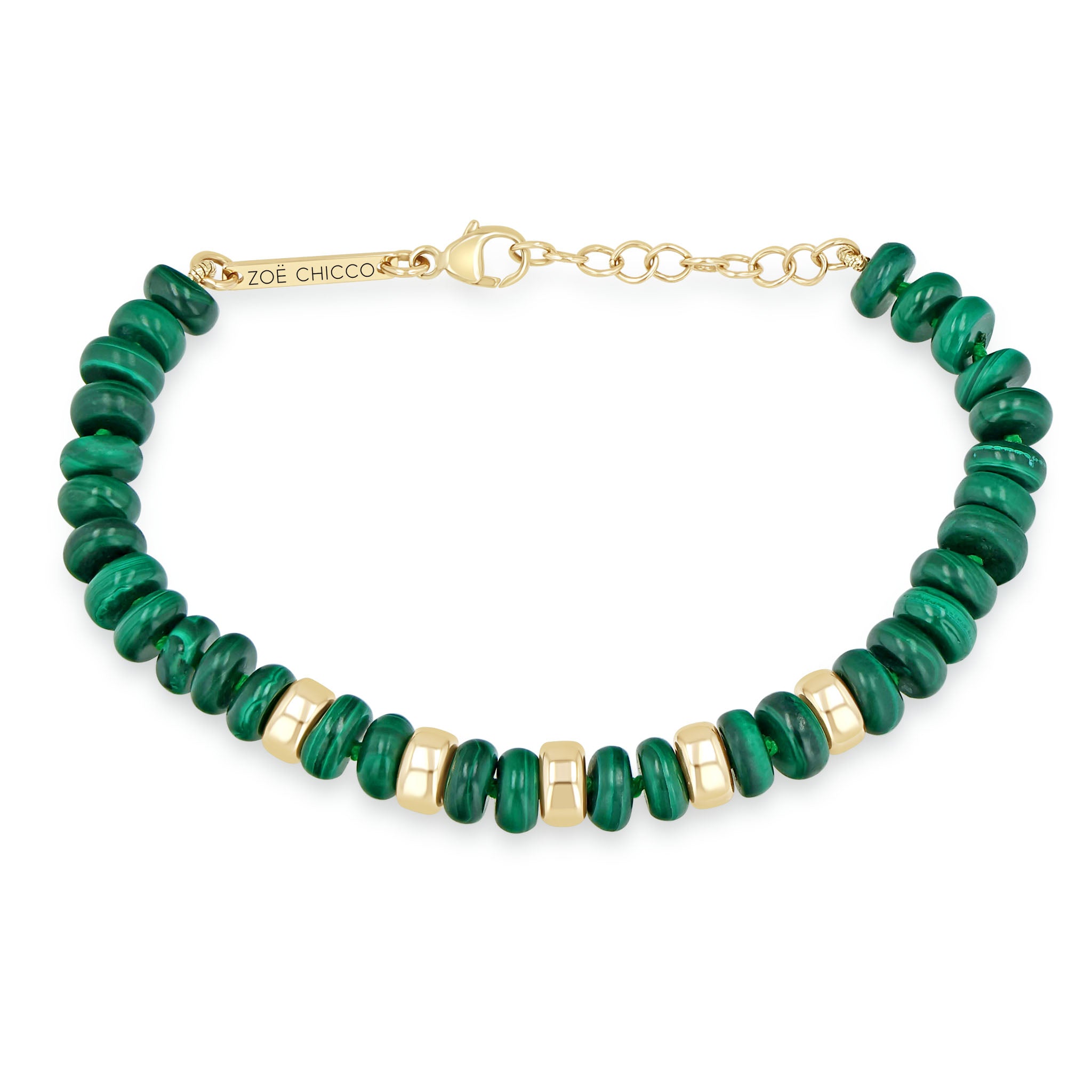 Zoë Chicco 14k Gold & Malachite Rondelle Bead Bracelet