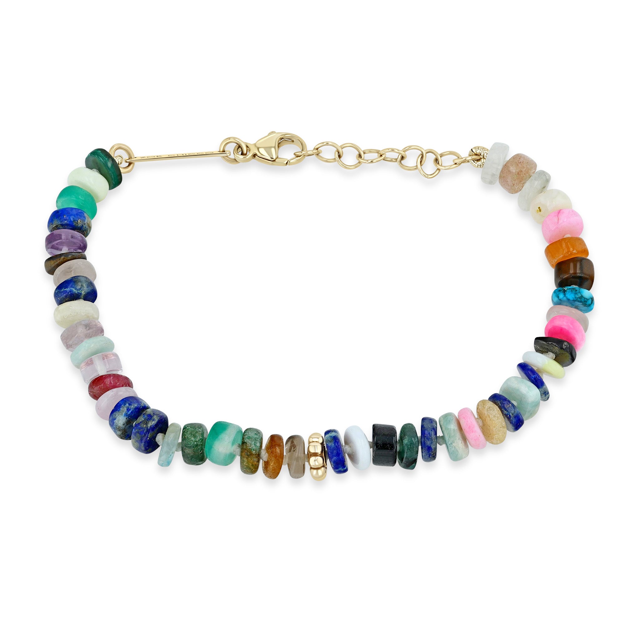 Zoë Chicco 14k Beaded Gold & Mixed Dark Gemstone Rondelle Bead Bracelet