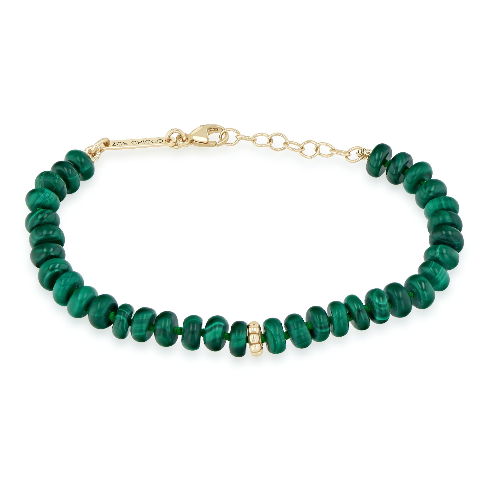 Zoë Chicco 14k Beaded Gold & Malachite Rondelle Bead Bracelet