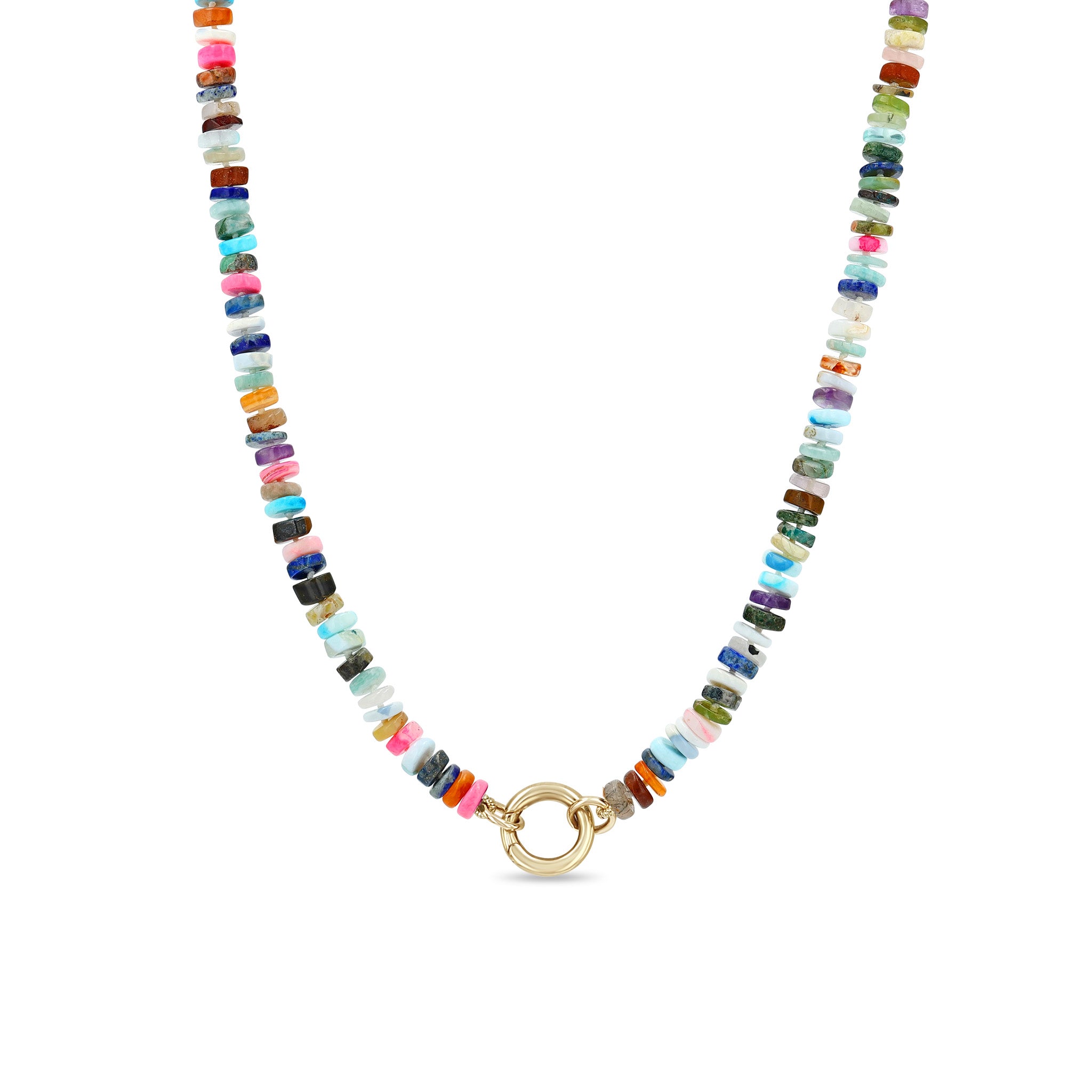 Zoë Chicco 14k Gold Mixed Dark Gemstone Rondelle Bead Round Enhancer Necklace