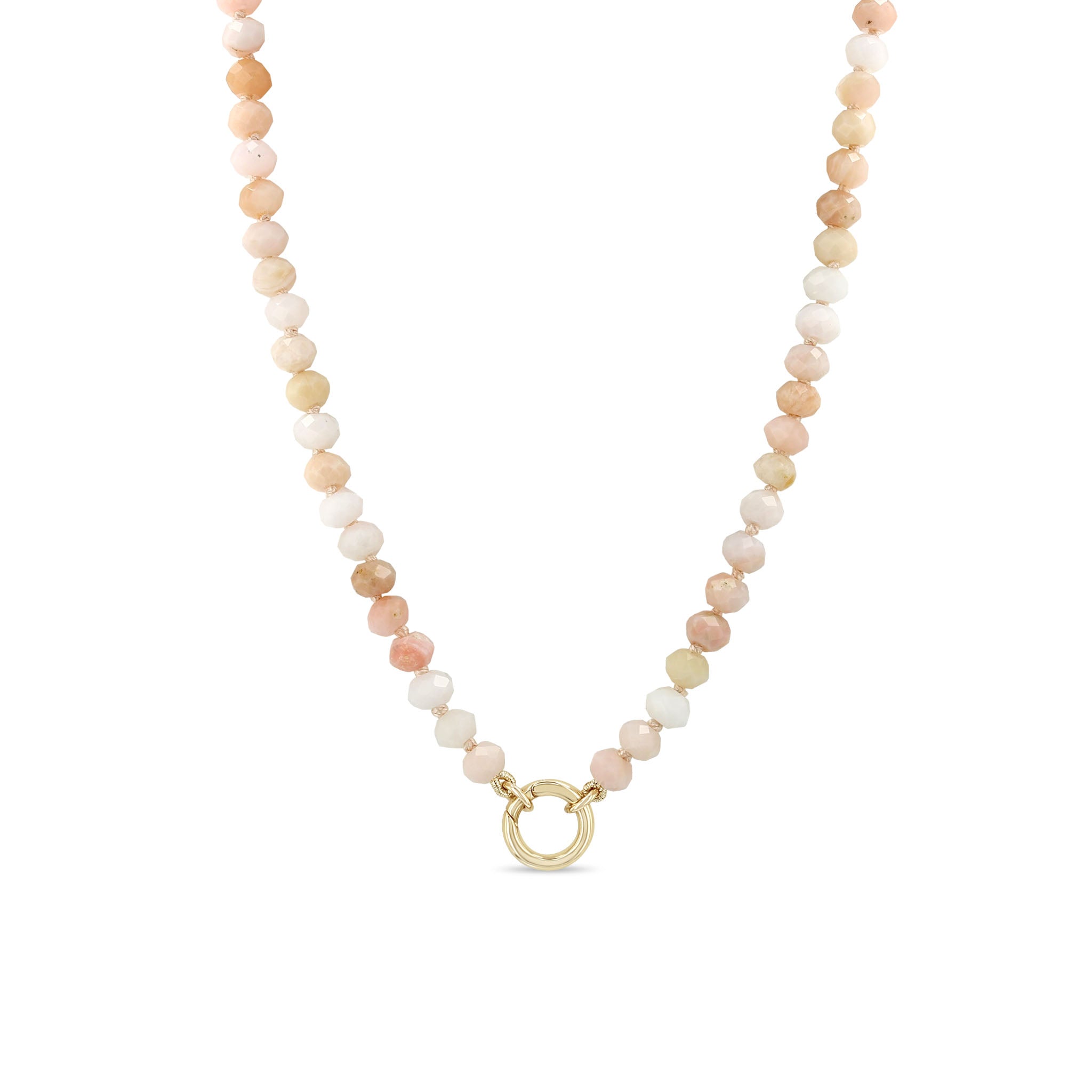 Zoë Chicco 14k Gold Faceted Pink Opal Rondelle Bead Round Enhancer Necklace