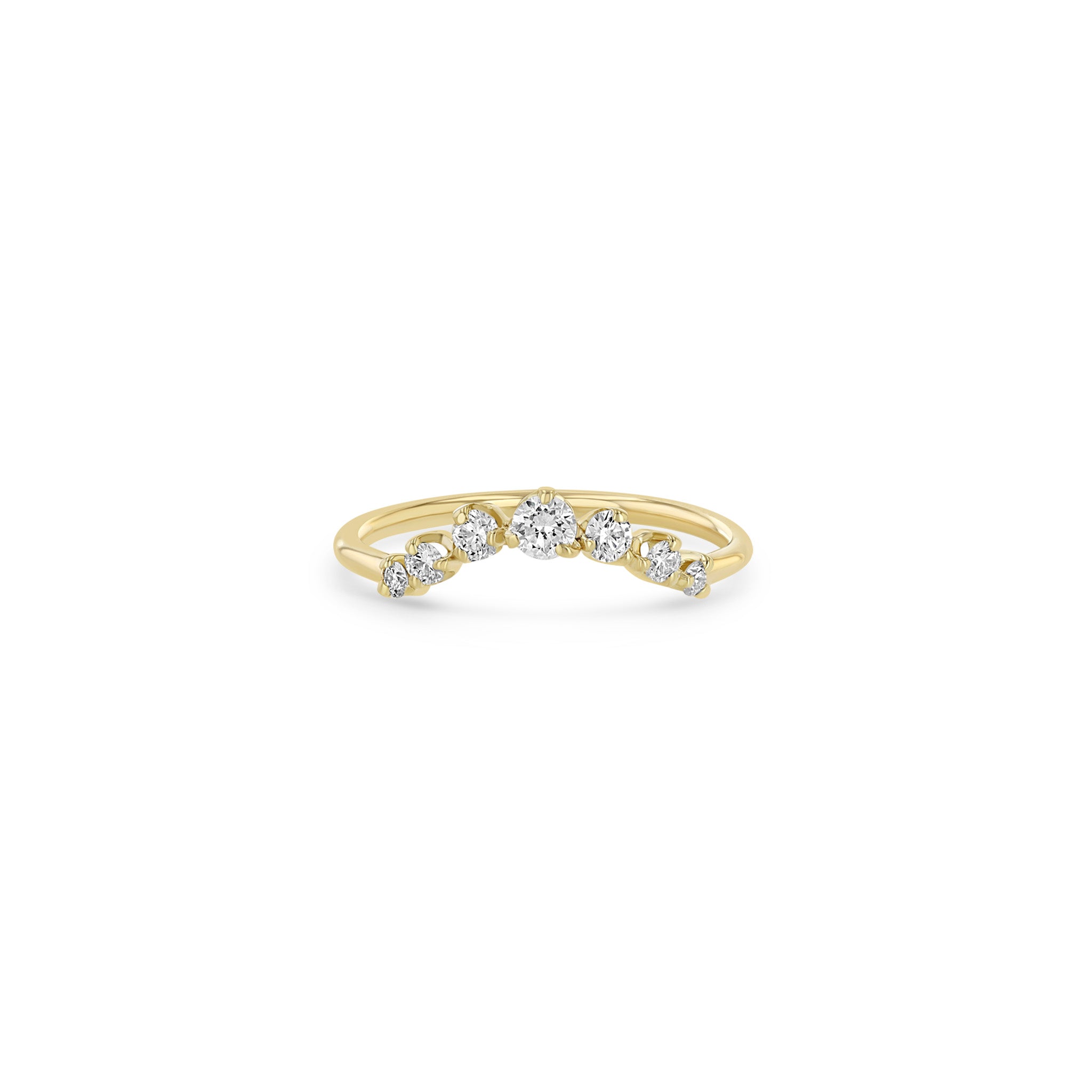 Zoe Chicco 14K ゴールド 14金 ハギー フープ サークル 円 丸 Zoë Chicco 14k Gold Graduated Prong Diamond Curved Bar Ring