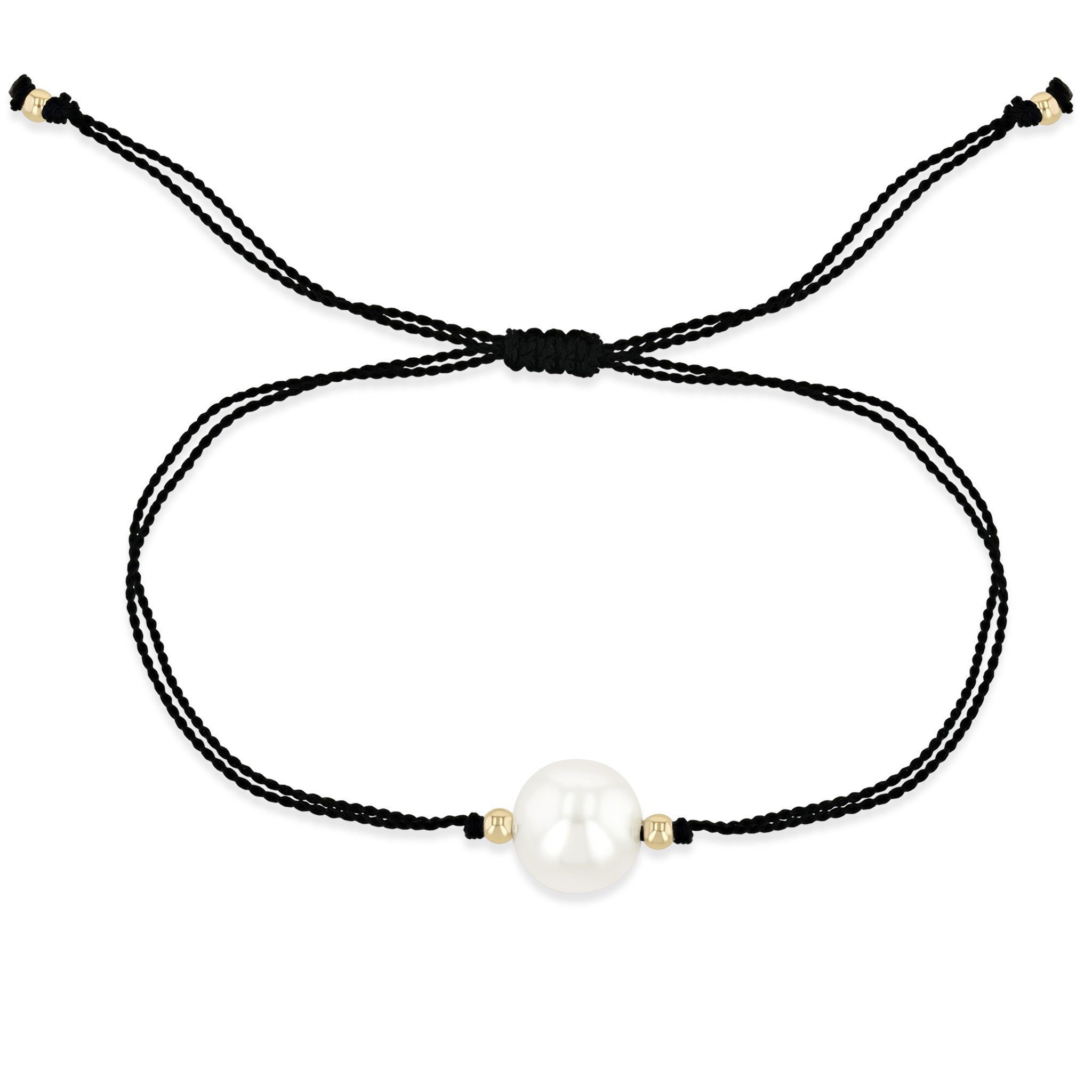 Zoë Chicco 14k Gold Large Pearl Black Cord Bracelet