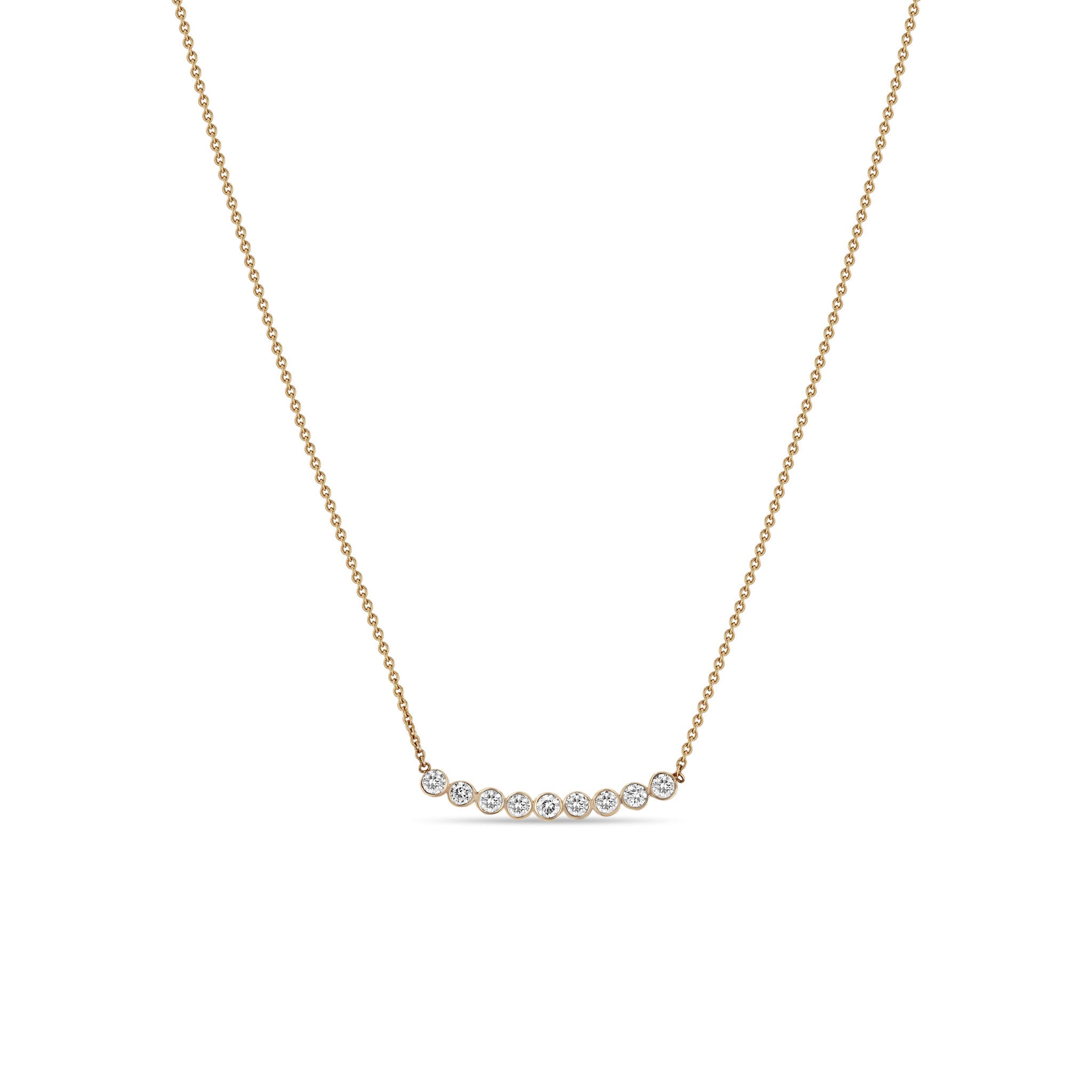 Zoë Chicco 14k Gold 9 White Diamond Bezel Set Necklace – ZOË CHICCO