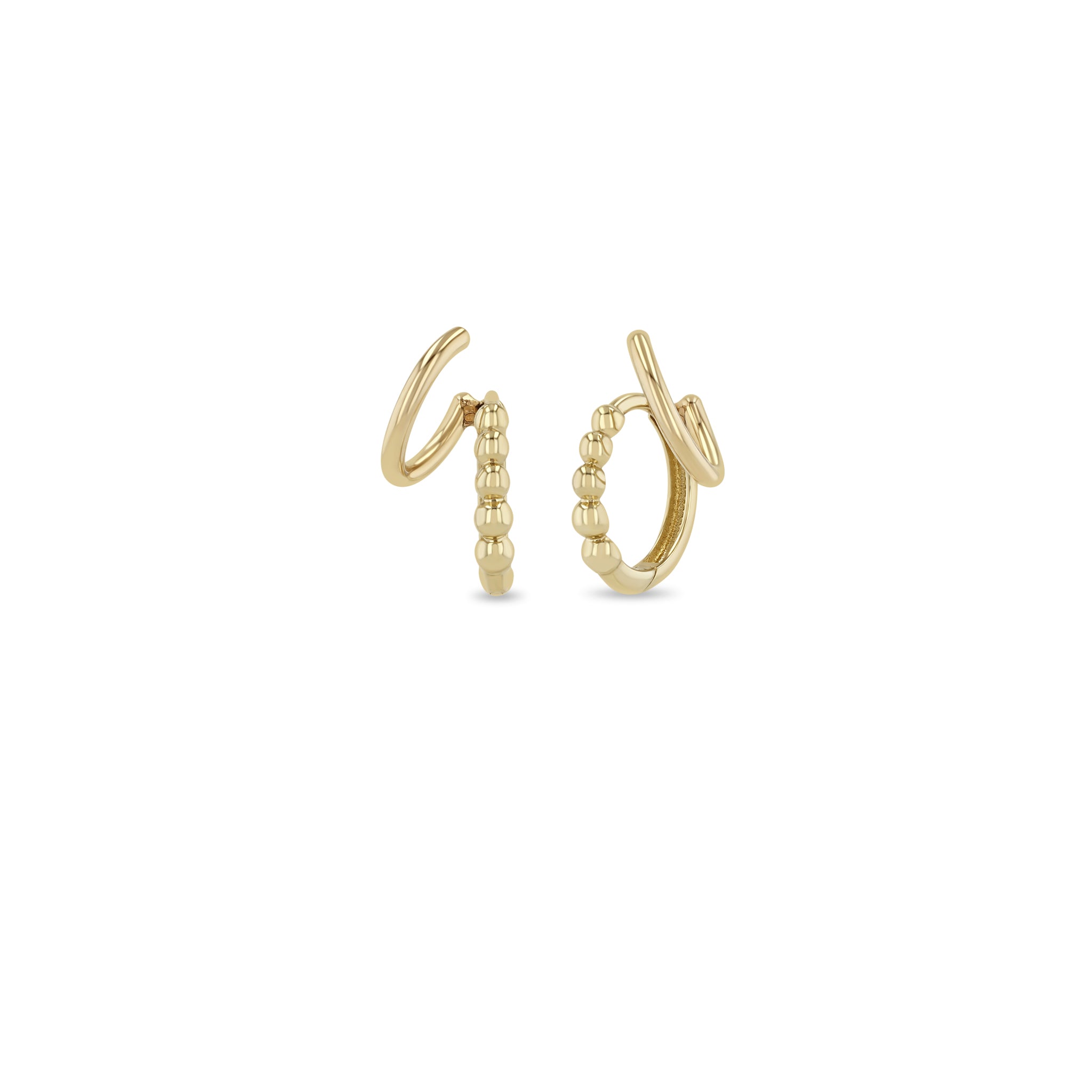 Zoe Chicco 14k gold bead hoop illusion earrings on white background