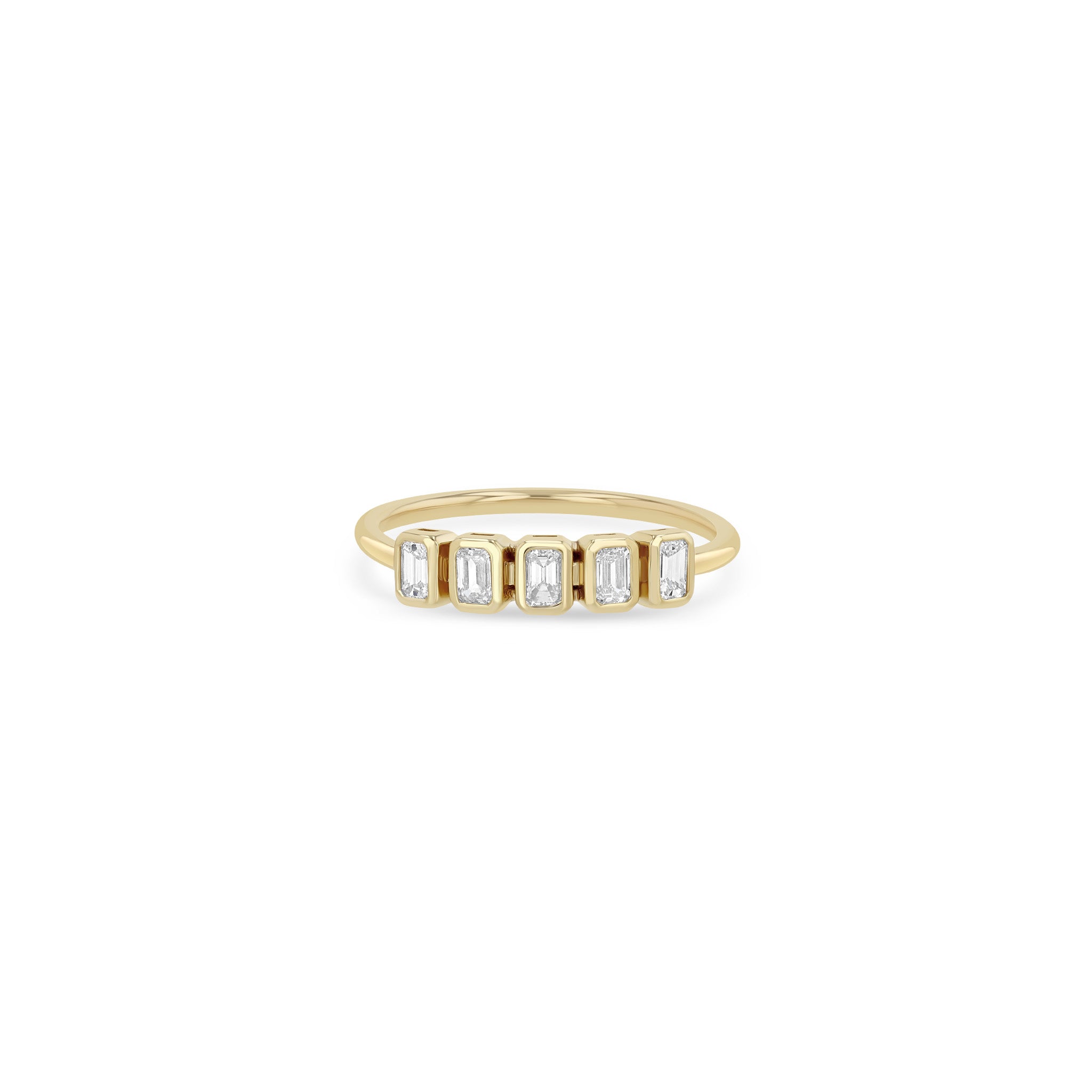 Zoë Chicco 14k Gold 5 Vertical Emerald Cut Diamond Bezel Ring