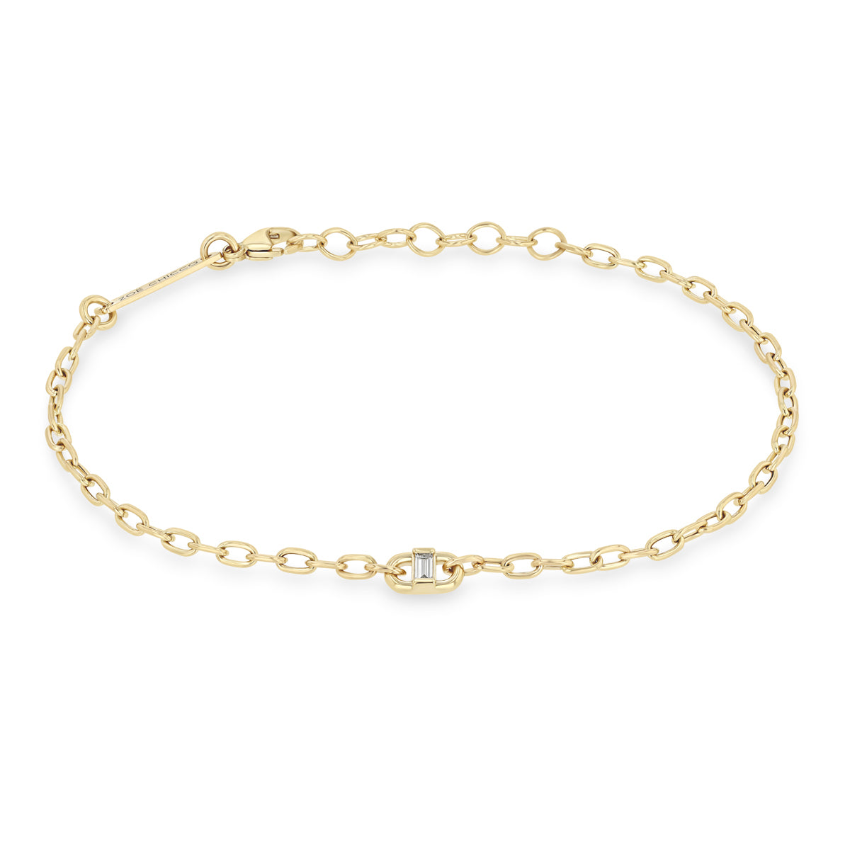 Zoë Chicco 14k Gold Baguette Diamond Open Link Square Oval Chain Bracelet