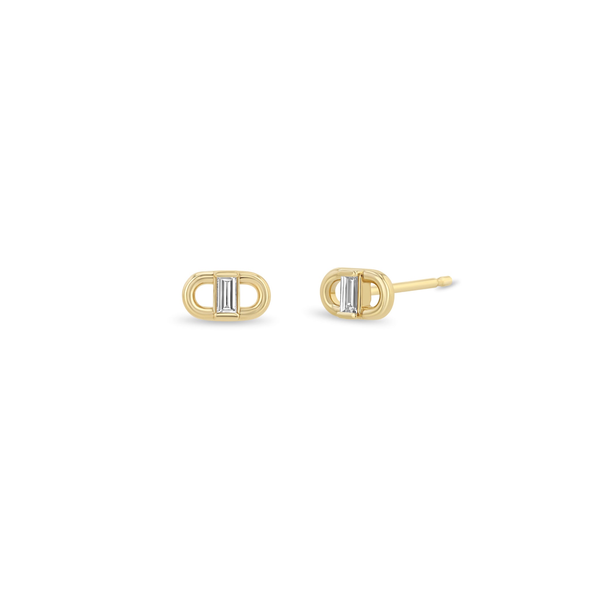 Zoë Chicco 14k Gold Baguette Diamond Open Link Stud Earrings