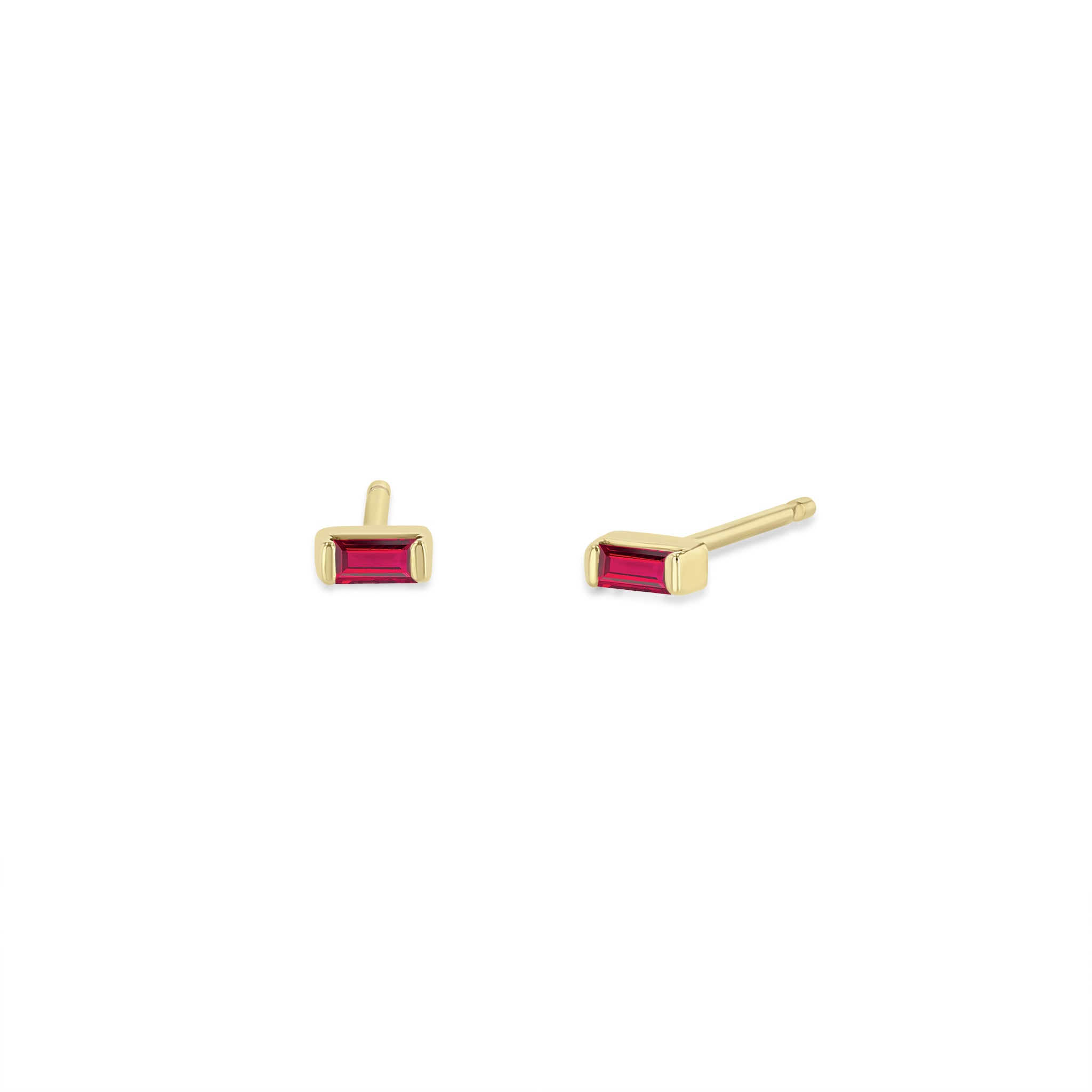 Zoë Chicco 14k Gold Small Ruby Baguette Stud Earrings